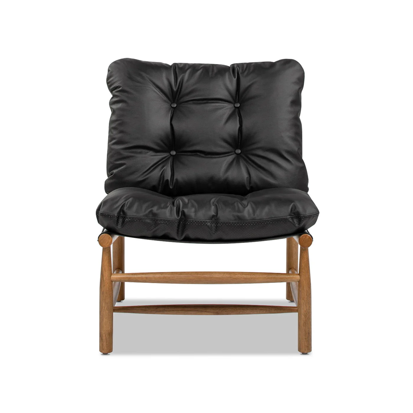 Oxford Leather Mid-Century Modern Accent Chair - Noir Black - Image 4