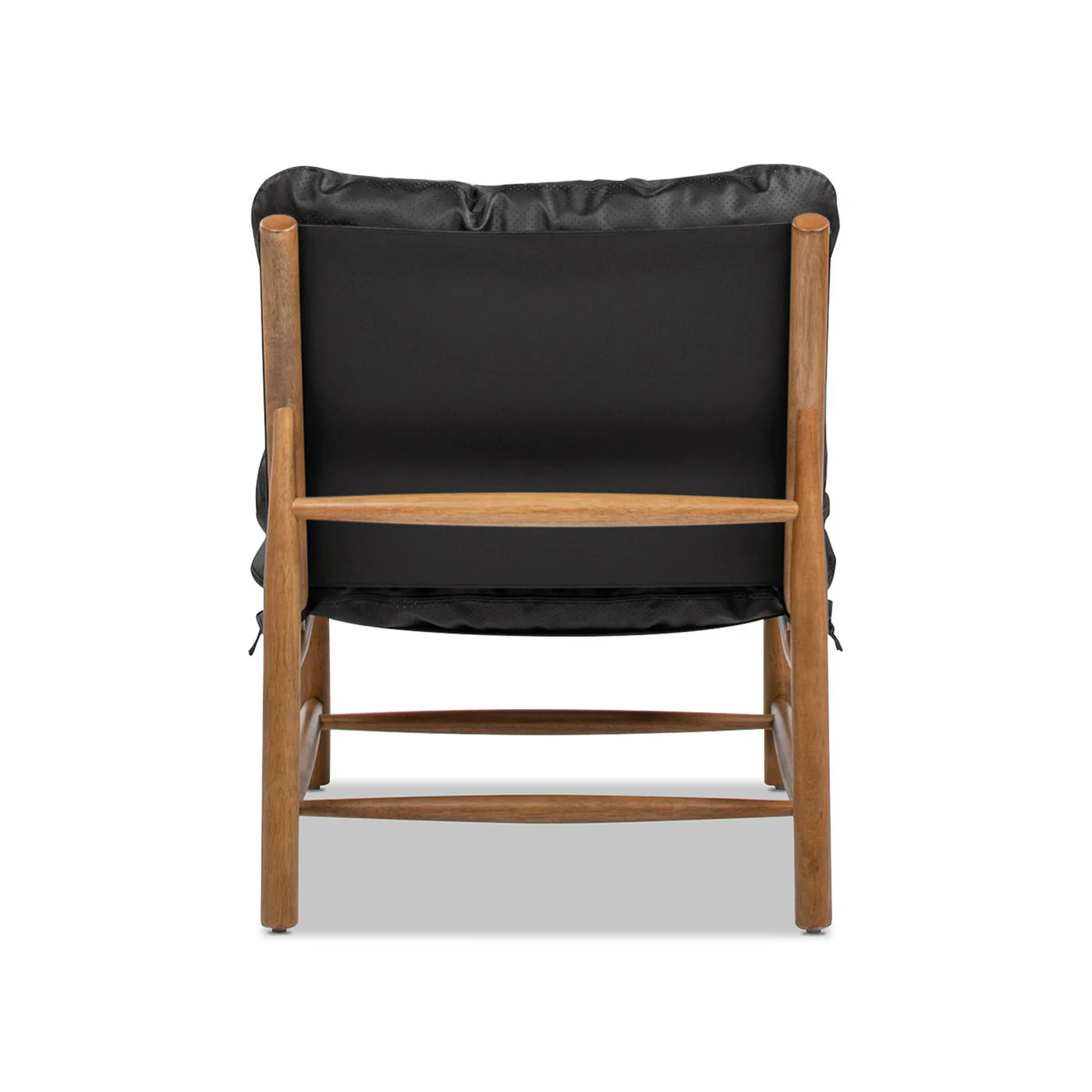Oxford Leather Mid-Century Modern Accent Chair - Noir Black - Image 7
