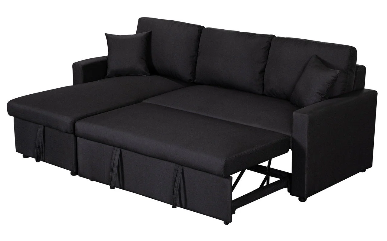 Paisley - Fabric Reversible Sleeper Sectional Sofa With Storage Chaise