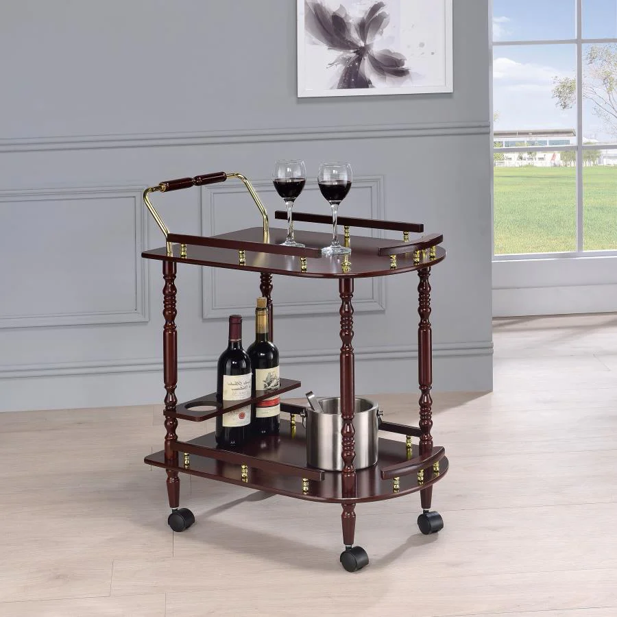 Palmer - 2-Tier Rectangular Wood Bar Cart - Merlot - Image 2