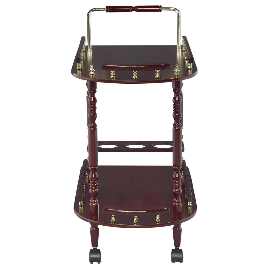 Palmer - 2-Tier Rectangular Wood Bar Cart - Merlot - Image 3