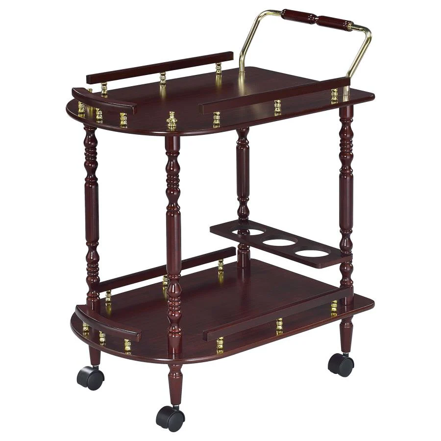 Palmer - 2-Tier Rectangular Wood Bar Cart - Merlot - Image 4