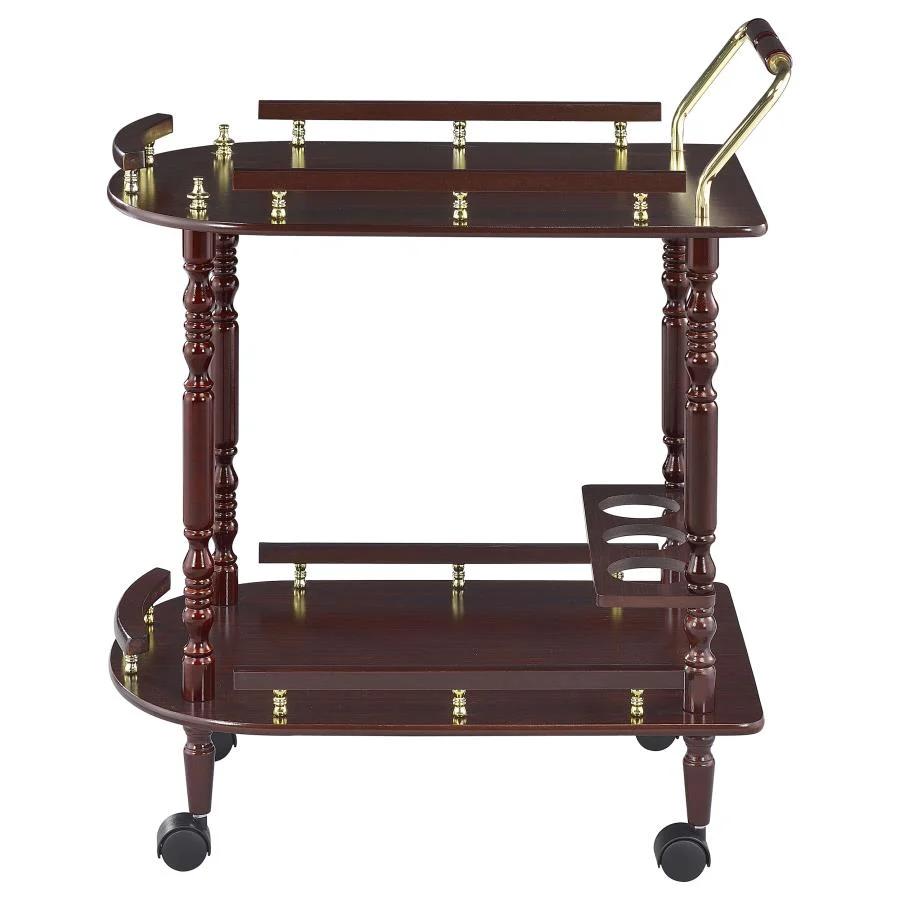 Palmer - 2-Tier Rectangular Wood Bar Cart - Merlot - Image 5