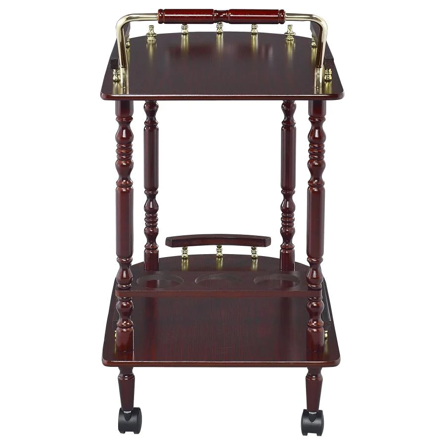 Palmer - 2-Tier Rectangular Wood Bar Cart - Merlot - Image 6
