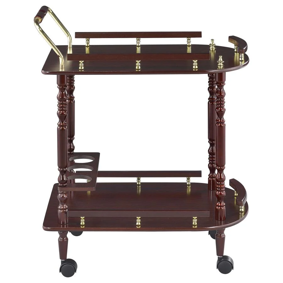 Palmer - 2-Tier Rectangular Wood Bar Cart - Merlot - Image 7