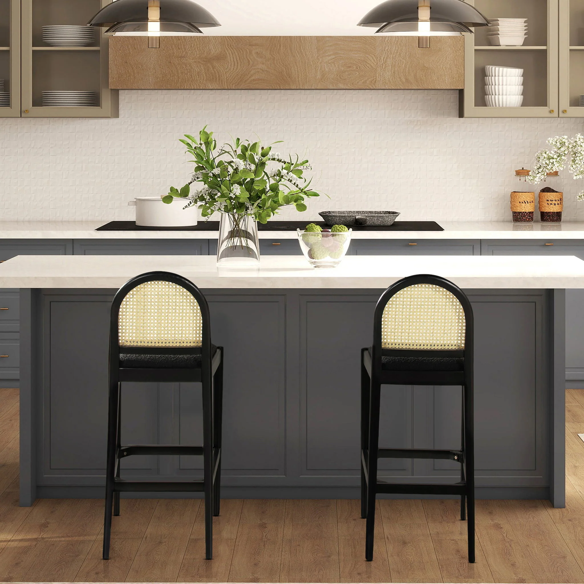Panama - Curved Back Cane Bar Stool (Set of 2) - Image 17