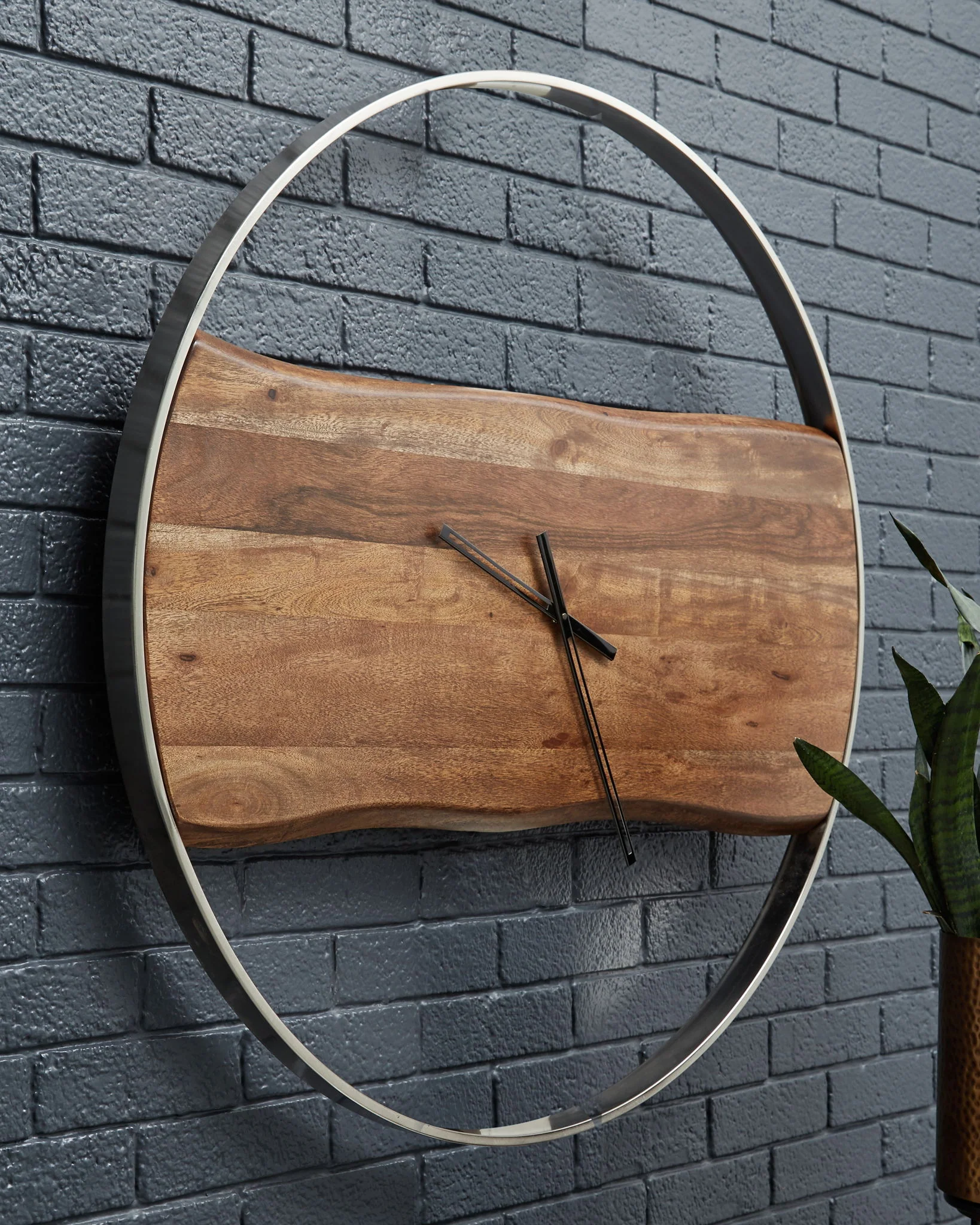 Panchali - Wall Clock - Brown / Silver Finish - Image 2