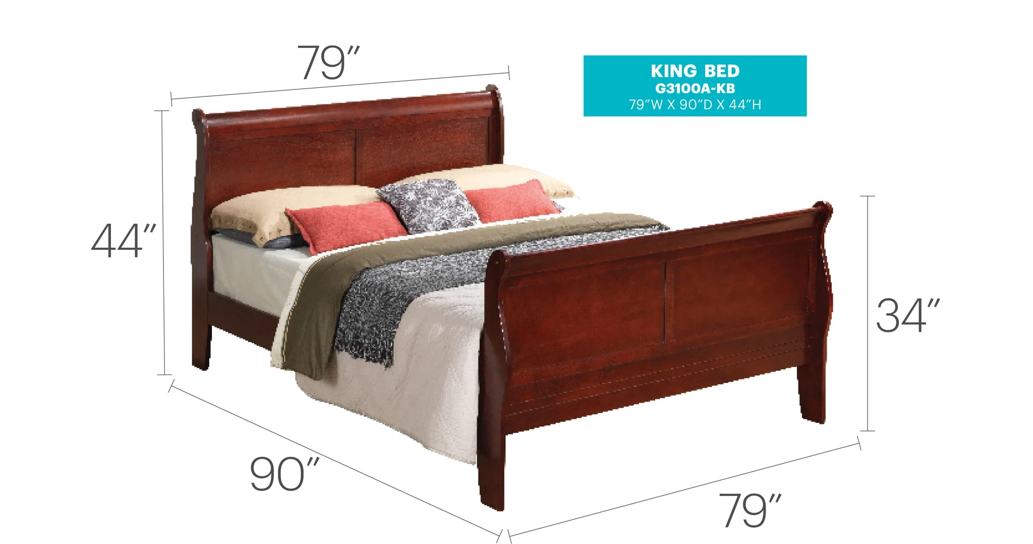 Panel Sleigh Bed - Image 60