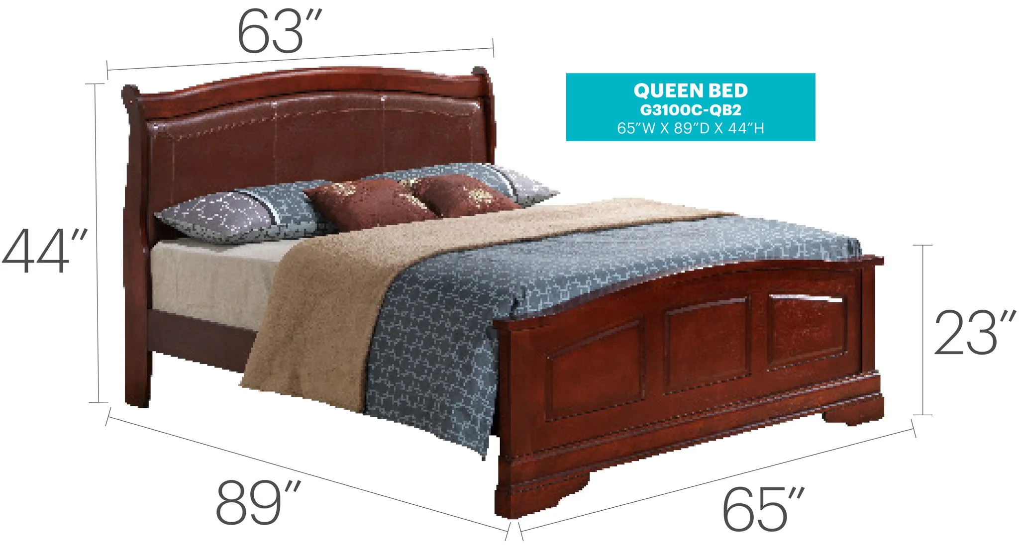 Panel Sleigh Bed Elegantly Crafted - Image 19