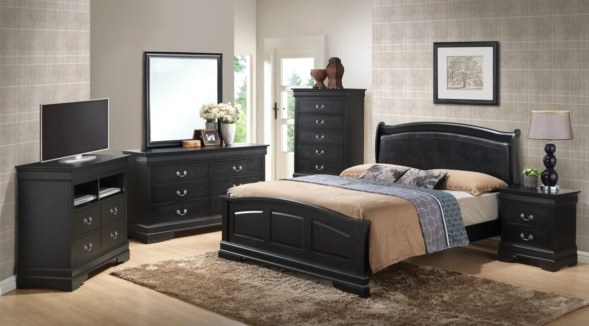 Panel Sleigh Bed Elegantly Crafted - Image 34