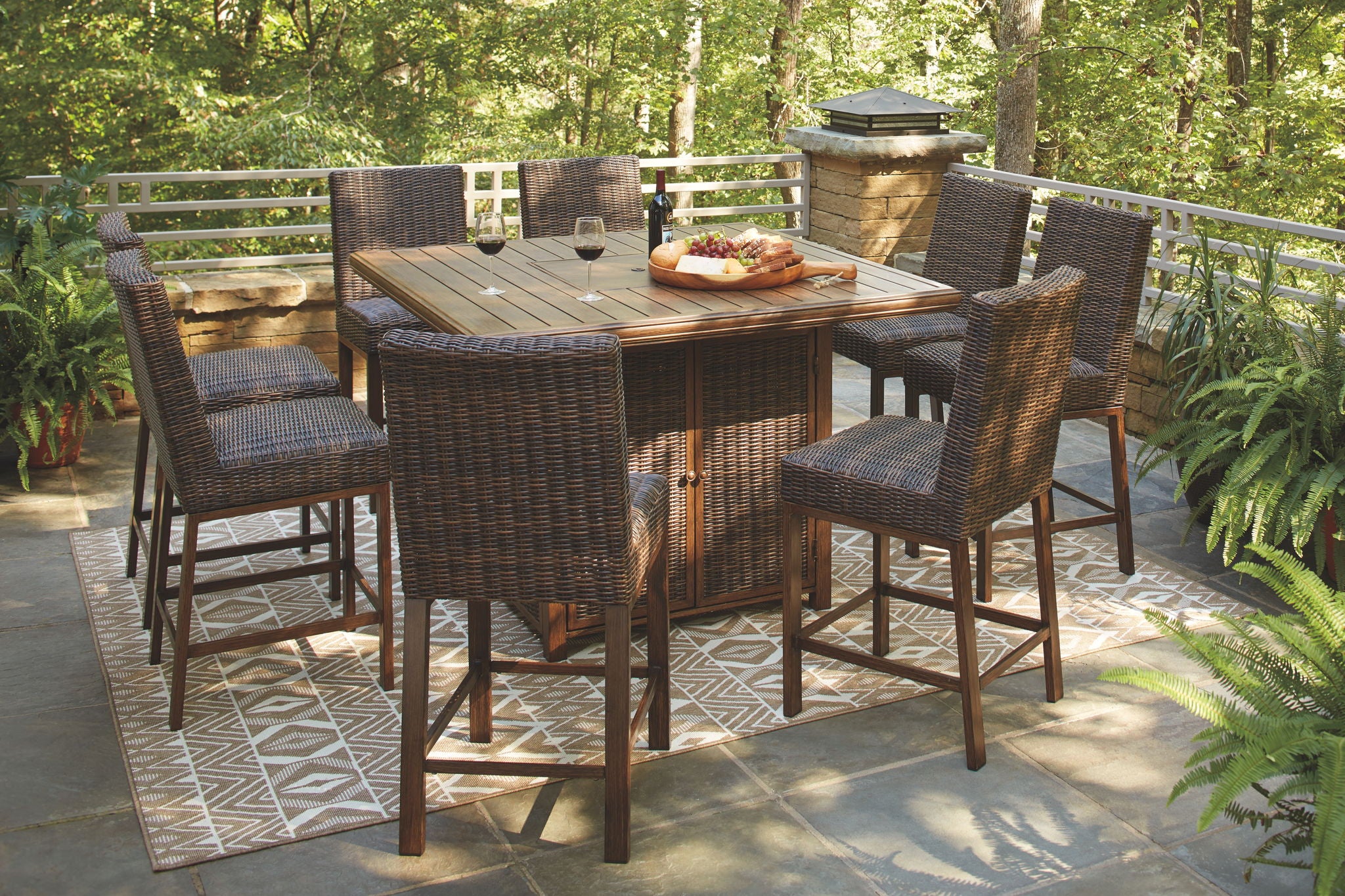 Paradise Trail - Square Bar Table w/Fire Pit - Medium Brown - Image 8