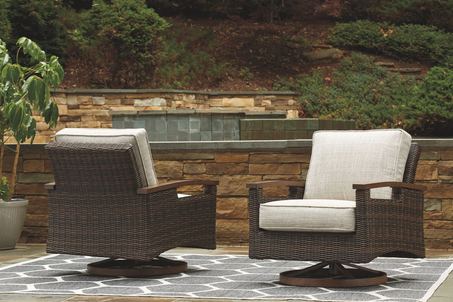 Paradise Trail - Swivel Lounge Chair (Set of 2) - Medium Brown - Image 5