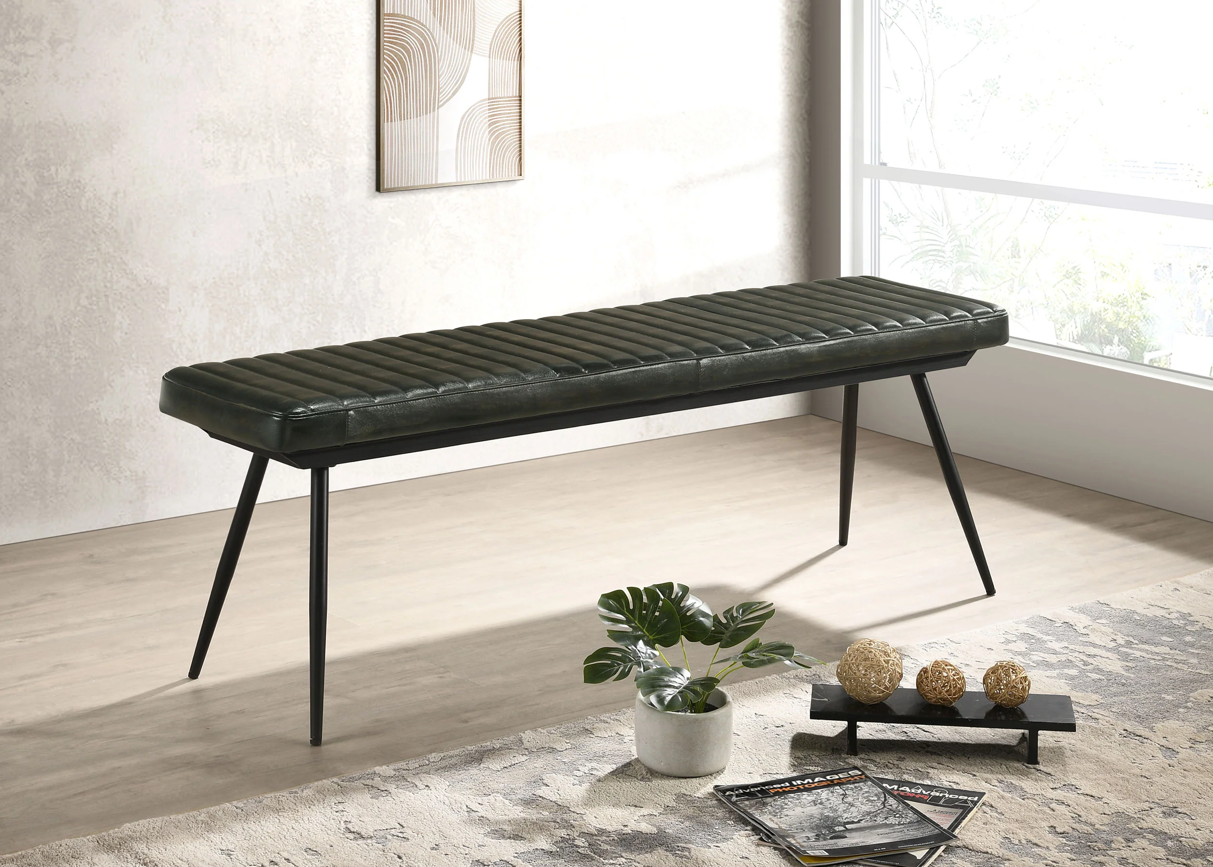 Misty - Leather Upholstered Dining Bench - Antique Espresso - Image 8