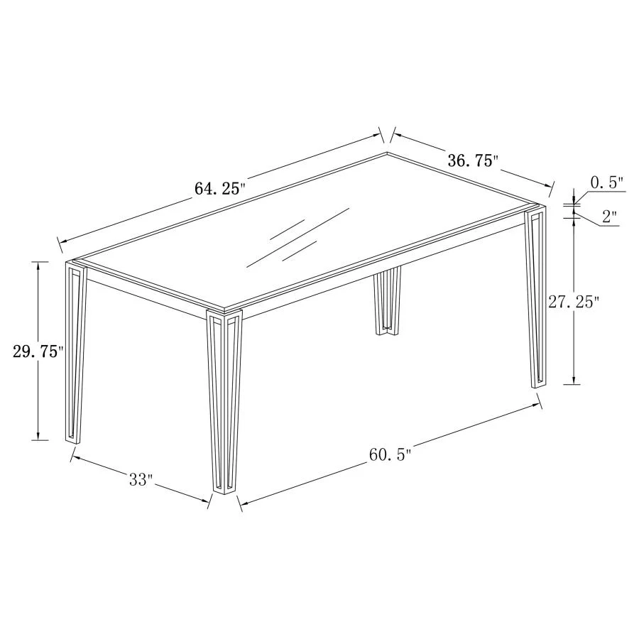 Pauline Rectangular 64-inch Glass Top Dining Table Chrome - Image 5