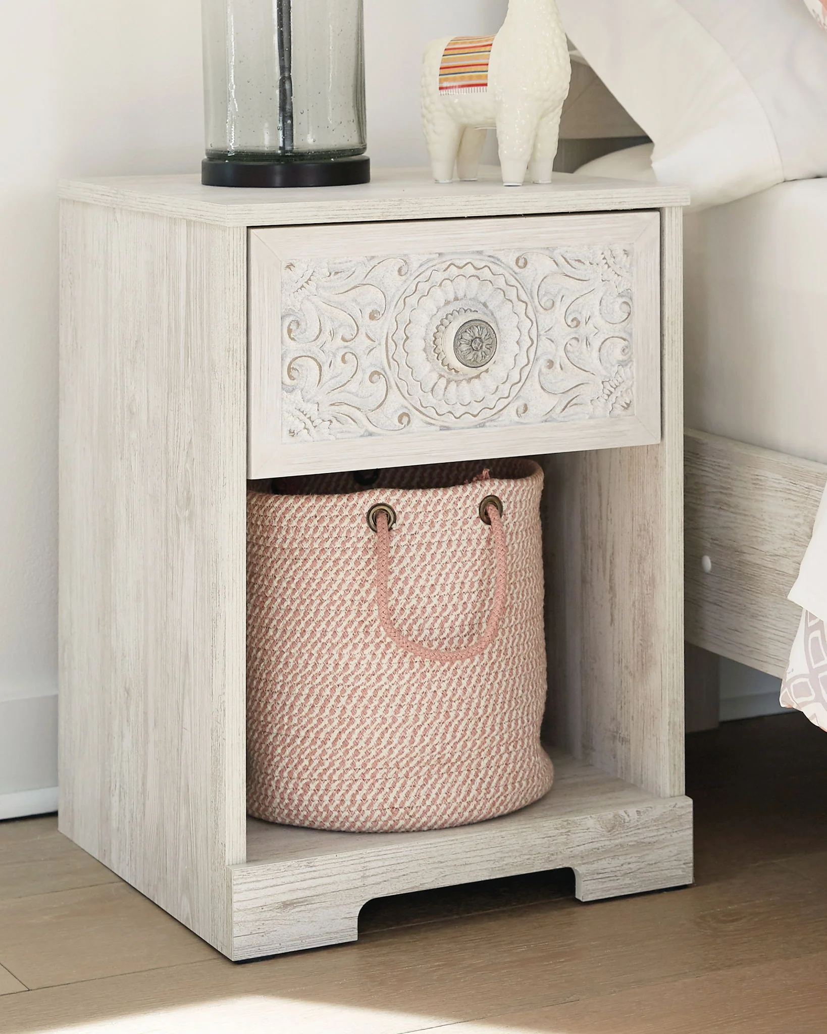 Paxberry - One Drawer Night Stand - Whitewash - Image 2