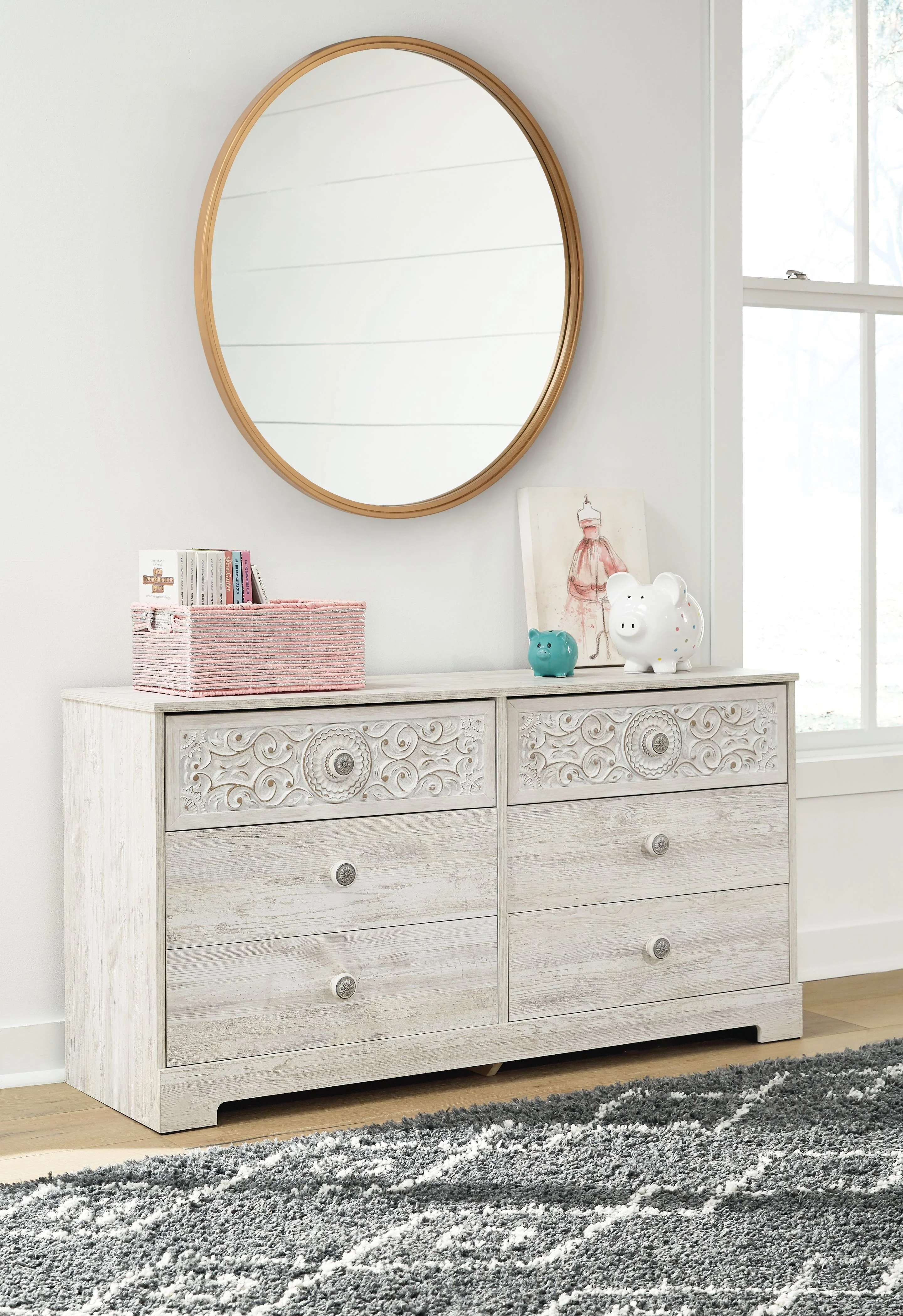 Paxberry - Six Drawer Dresser - Weatherworn - Whitewash - Image 5