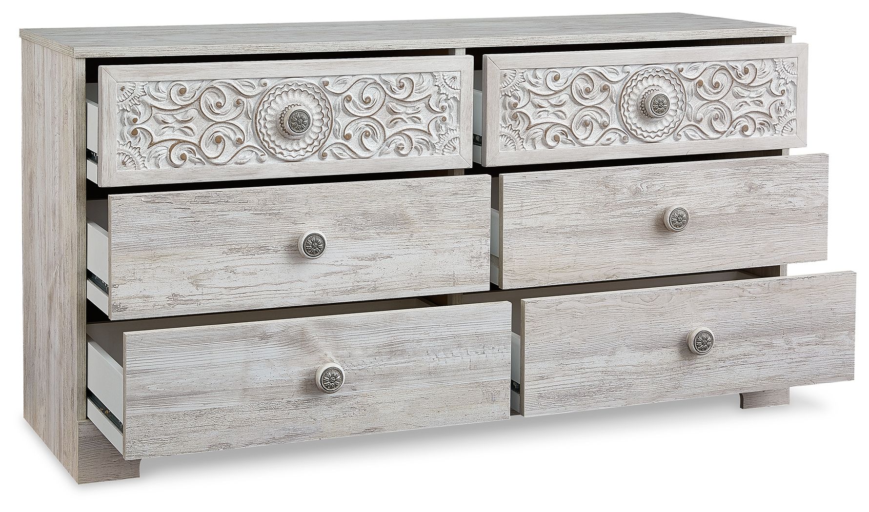 Paxberry - Six Drawer Dresser - Weatherworn - Whitewash - Image 6