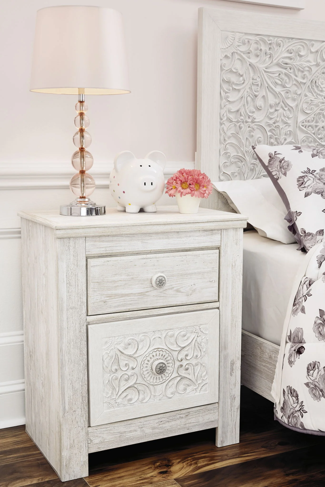 Paxberry - Two Drawer Night Stand - Whitewash - Image 5