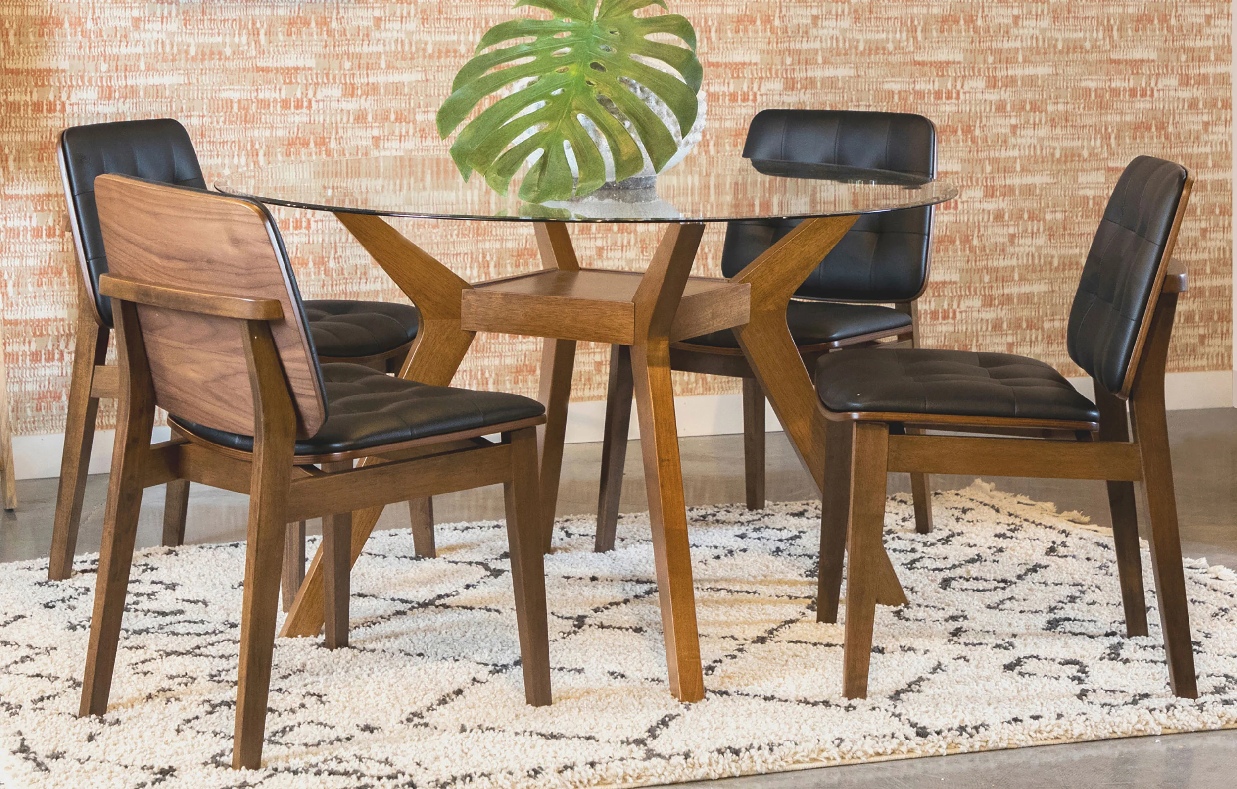 Paxton - 5 Piece Round Glass Top Dining Table Set - Nutmeg - Image 7