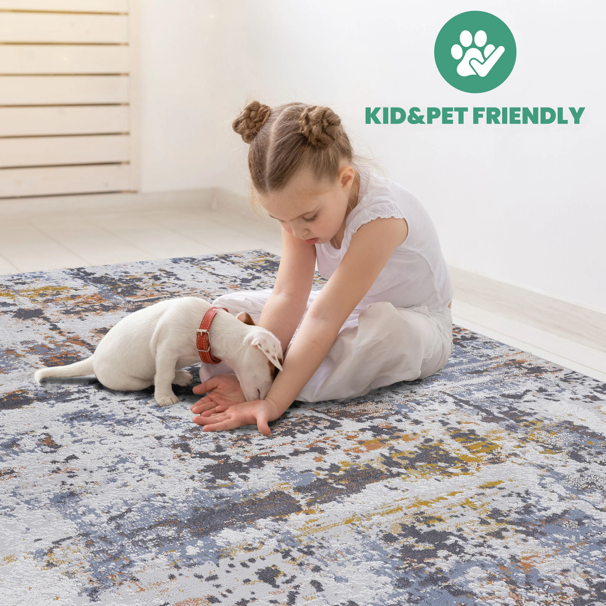 Payas - 6' X 9' Abstract Area Rug - Ivory / Blue - Image 6