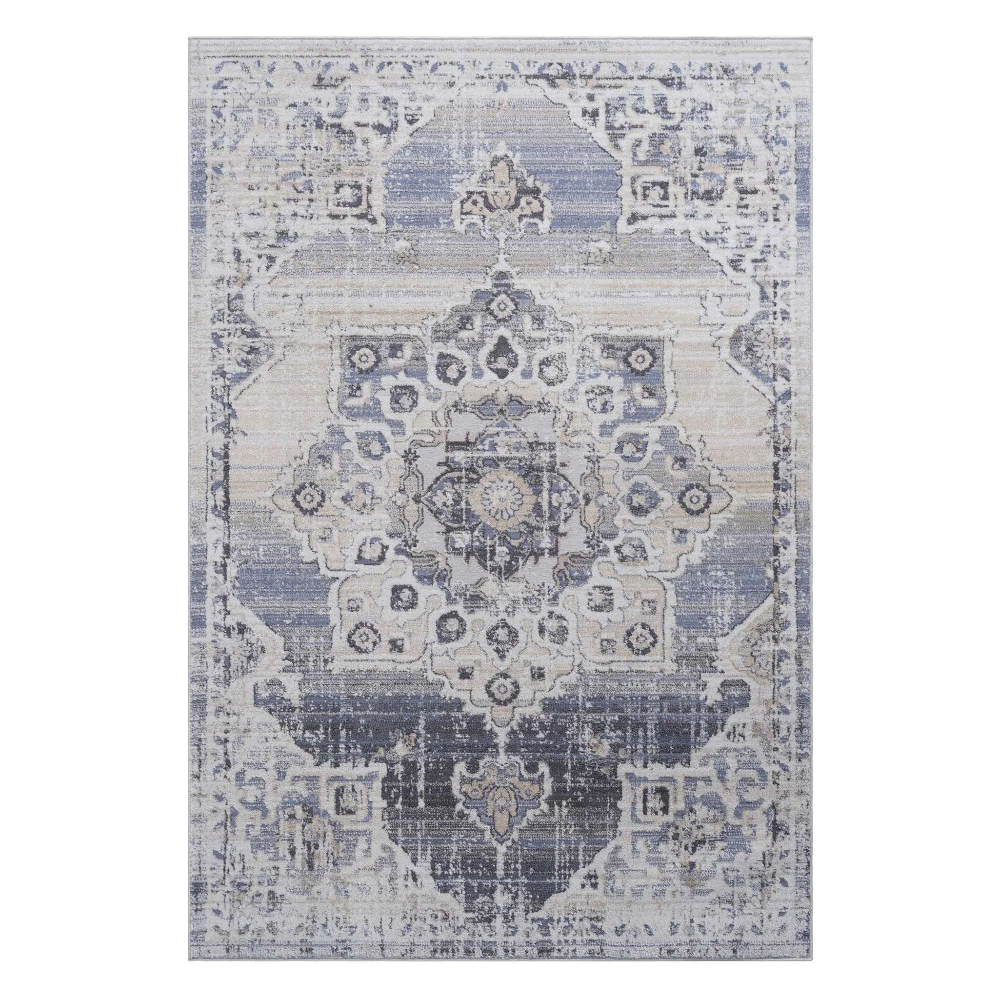 Payas - 8' X 10' Medallion Area Rug - Cream / Blue - Image 5