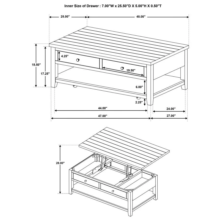 Payne - 48" Mobile Lift Top Coffee Table - Image 31