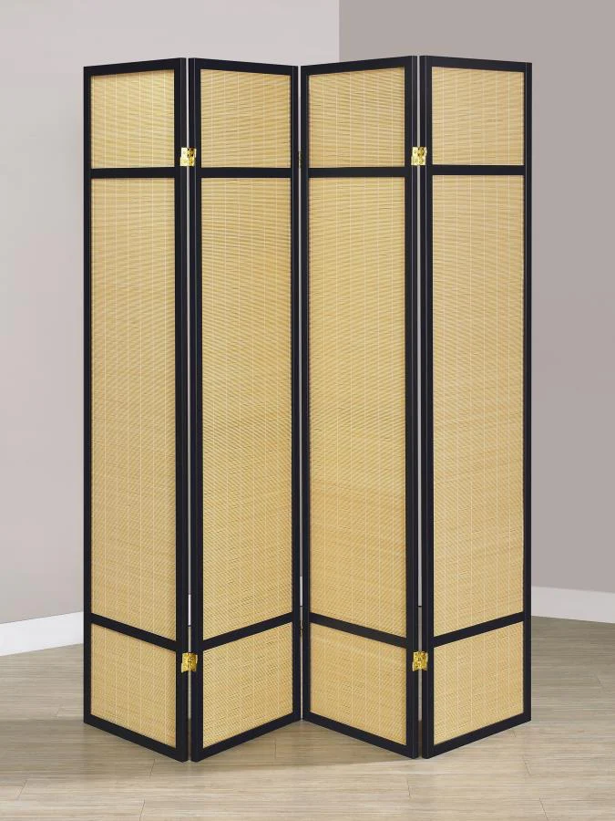 Pearce - 4-Panel Bamboo Room Divider Folding Screen - Natural - Image 2