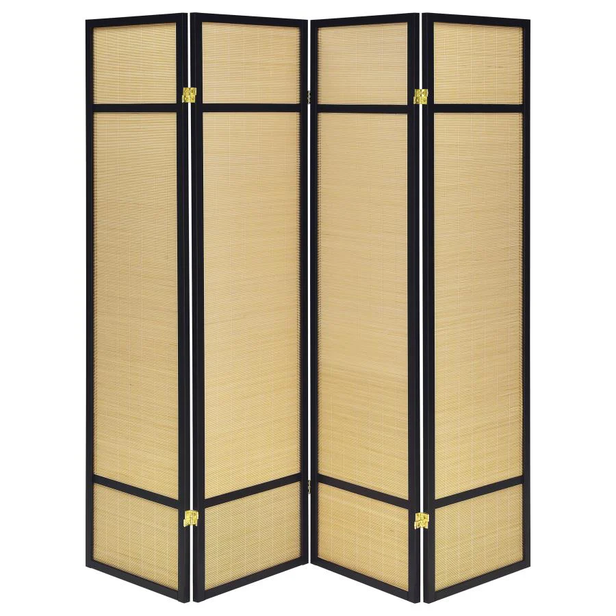 Pearce - 4-Panel Bamboo Room Divider Folding Screen - Natural - Image 3