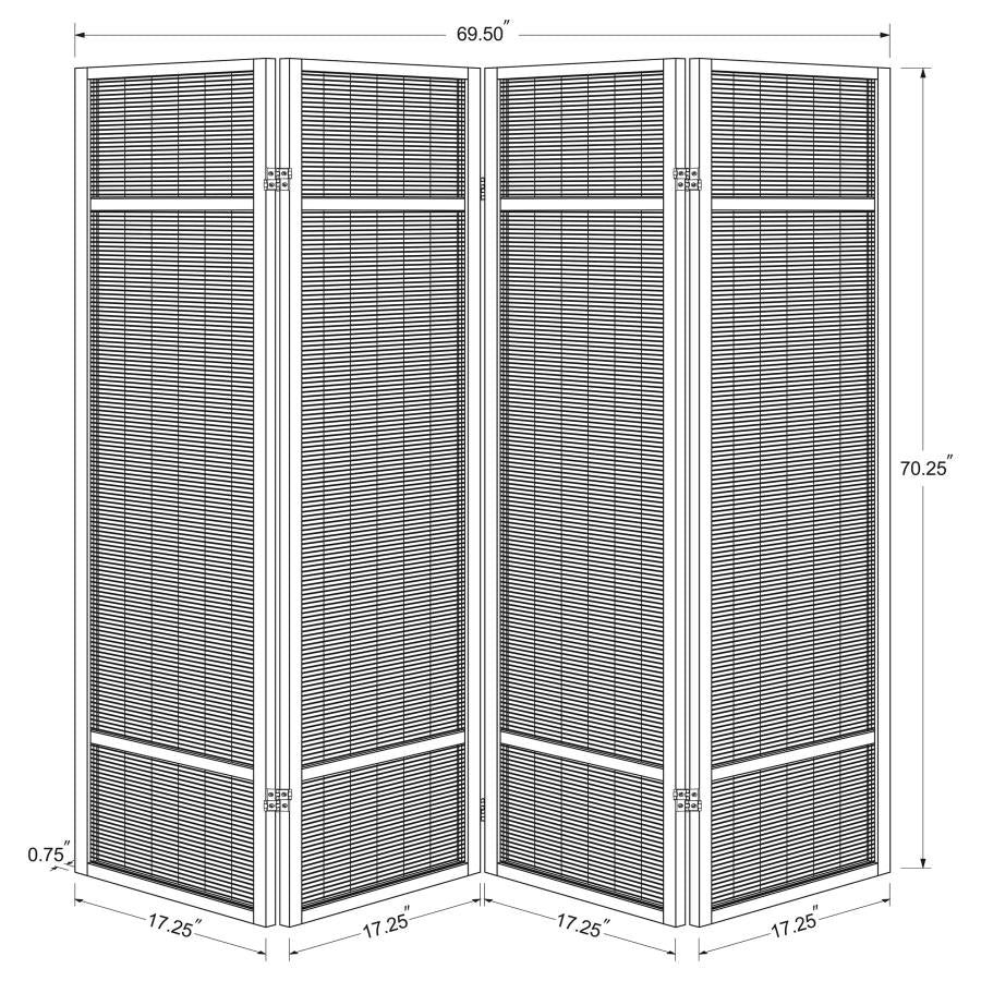 Pearce - 4-Panel Bamboo Room Divider Folding Screen - Natural - Image 7