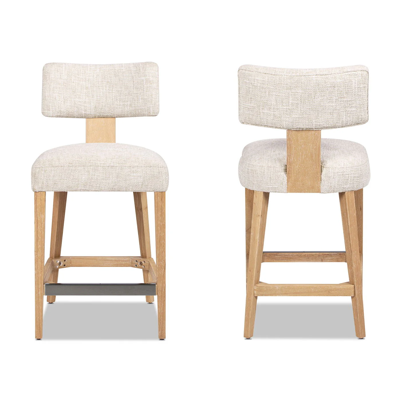 Penny - Round Arched Upholstered Counter Stool (Set of 2) - Travertine Beige - Image 6