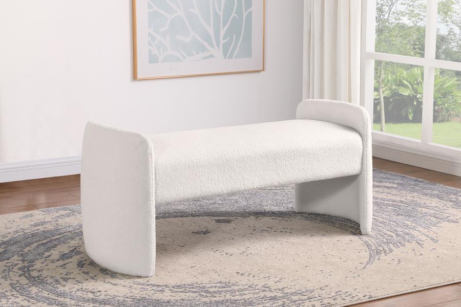 Peoria - Velvet Upholstered Accent Bench - Ivory - Image 2