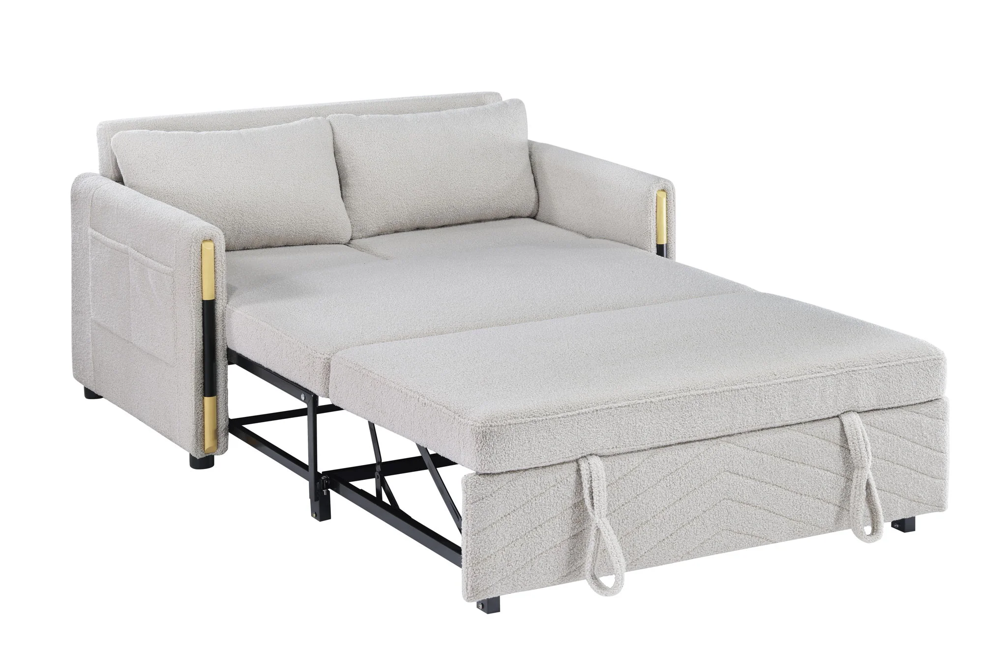 Percy - Teddy Sleeper Loveseat With Dual-Pull Sleeper Design - Image 2
