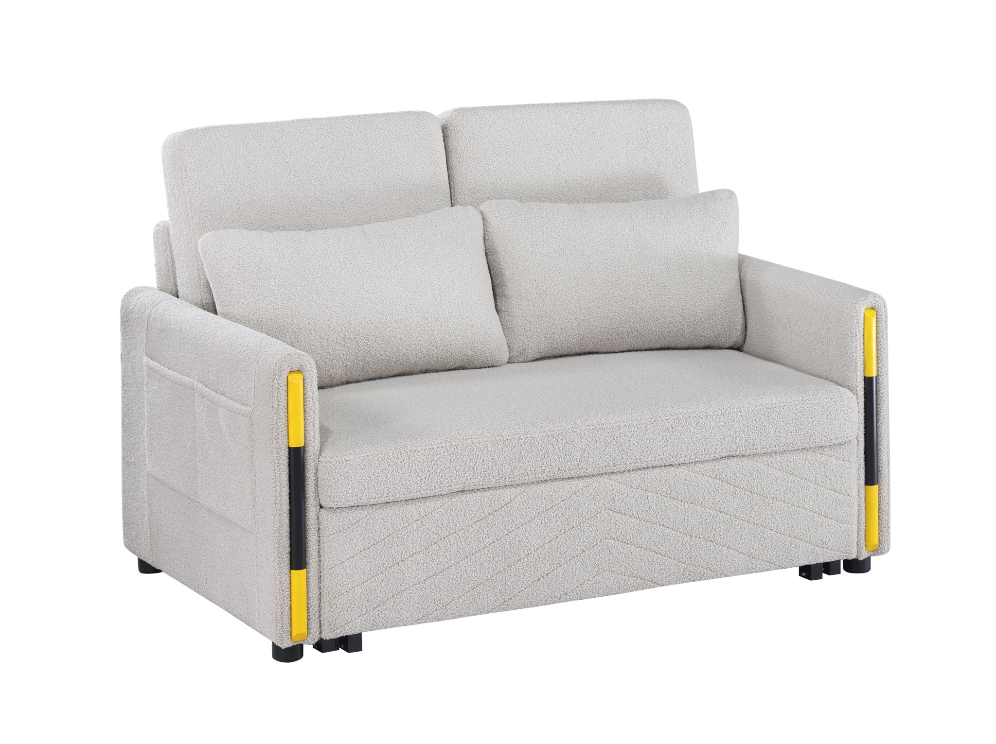 Percy - Teddy Sleeper Loveseat With Dual-Pull Sleeper Design - Image 4