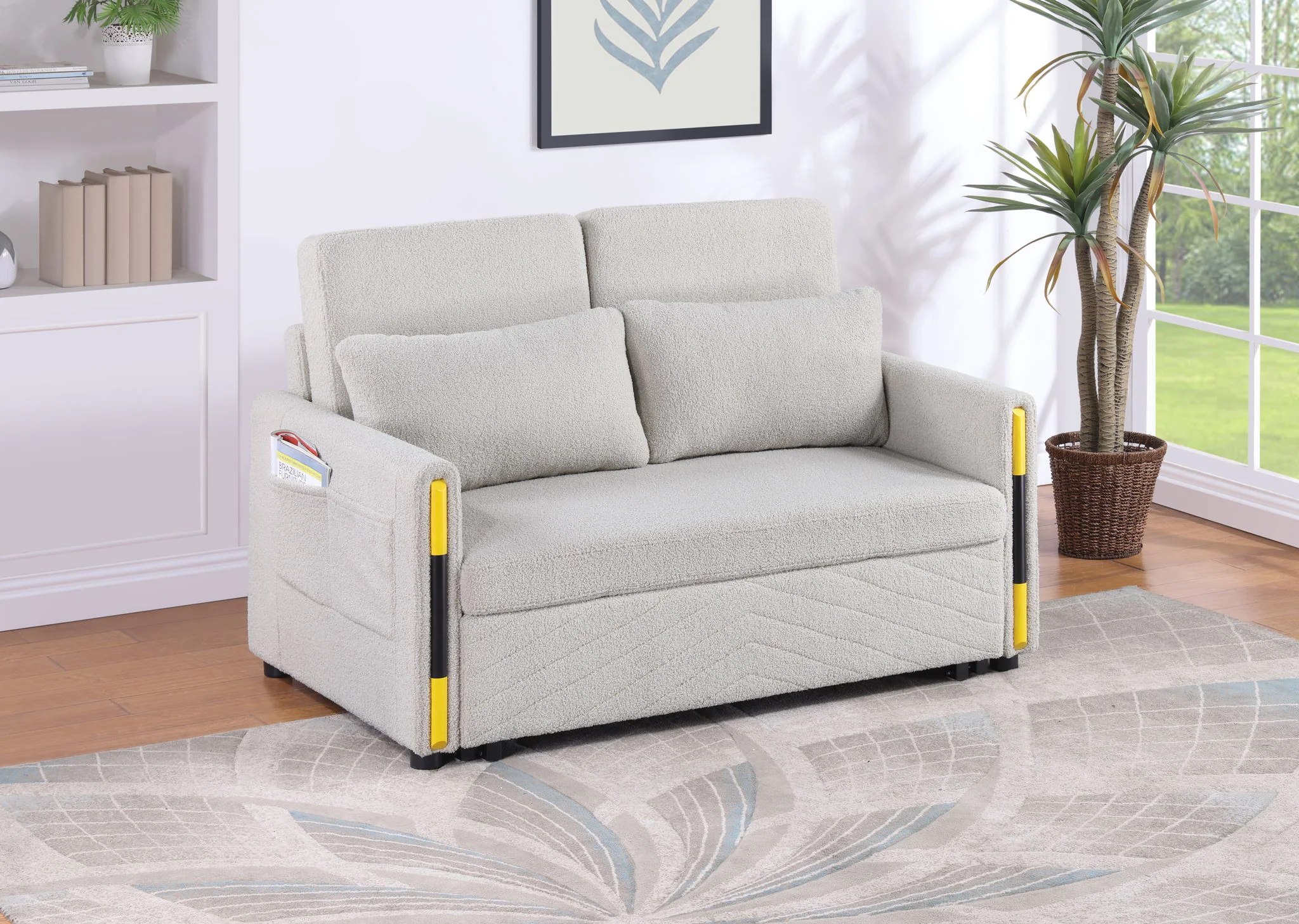 Percy - Teddy Sleeper Loveseat With Dual-Pull Sleeper Design - Image 5