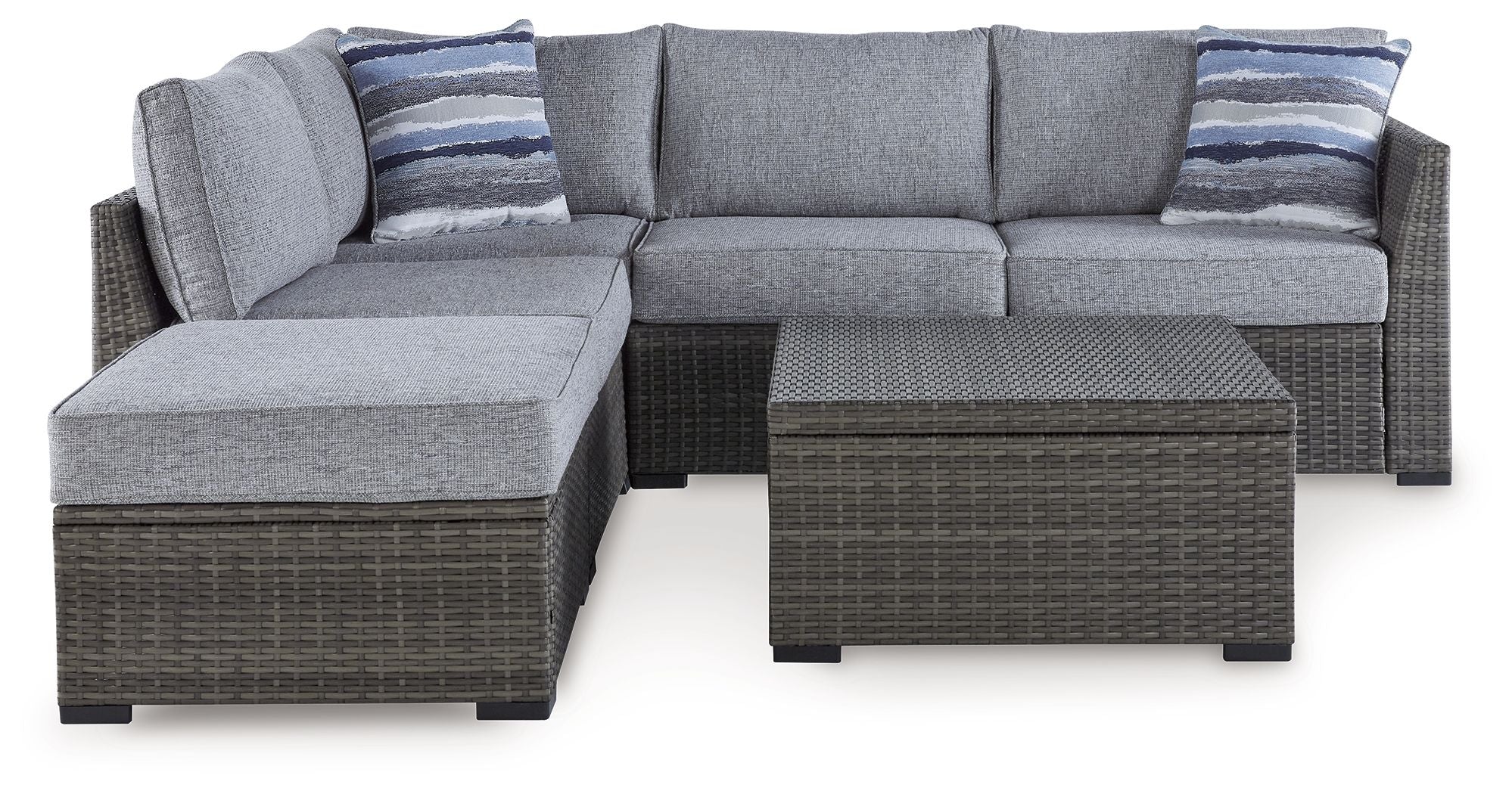 Petal Road - Loveseat Sectional, Ottoman, Table Set (Set of 4) - Gray - Image 8