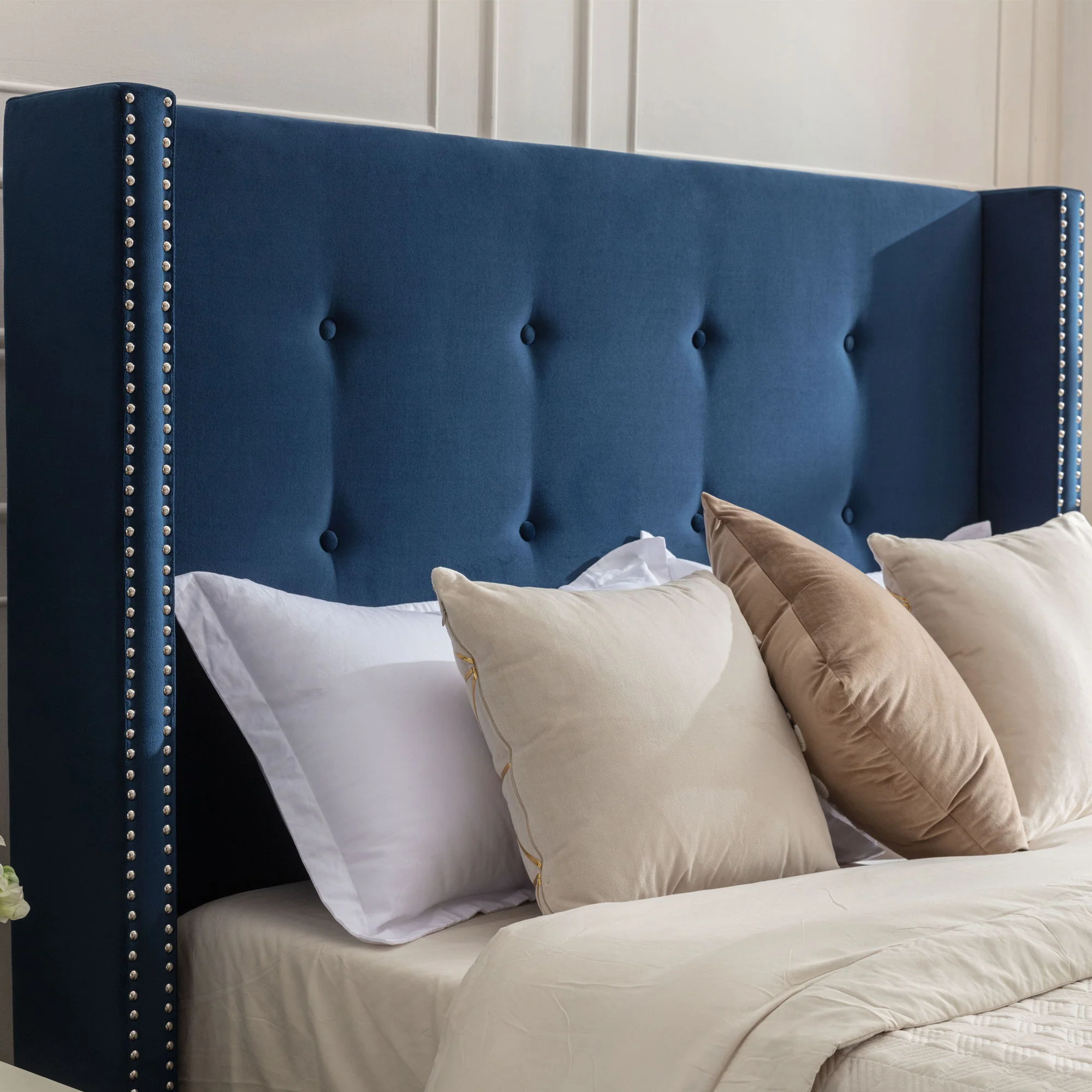 Peyton - Upholstered Bed With 54" High Headboard, Traditional Hand Buttoned Tufting - Image 11
