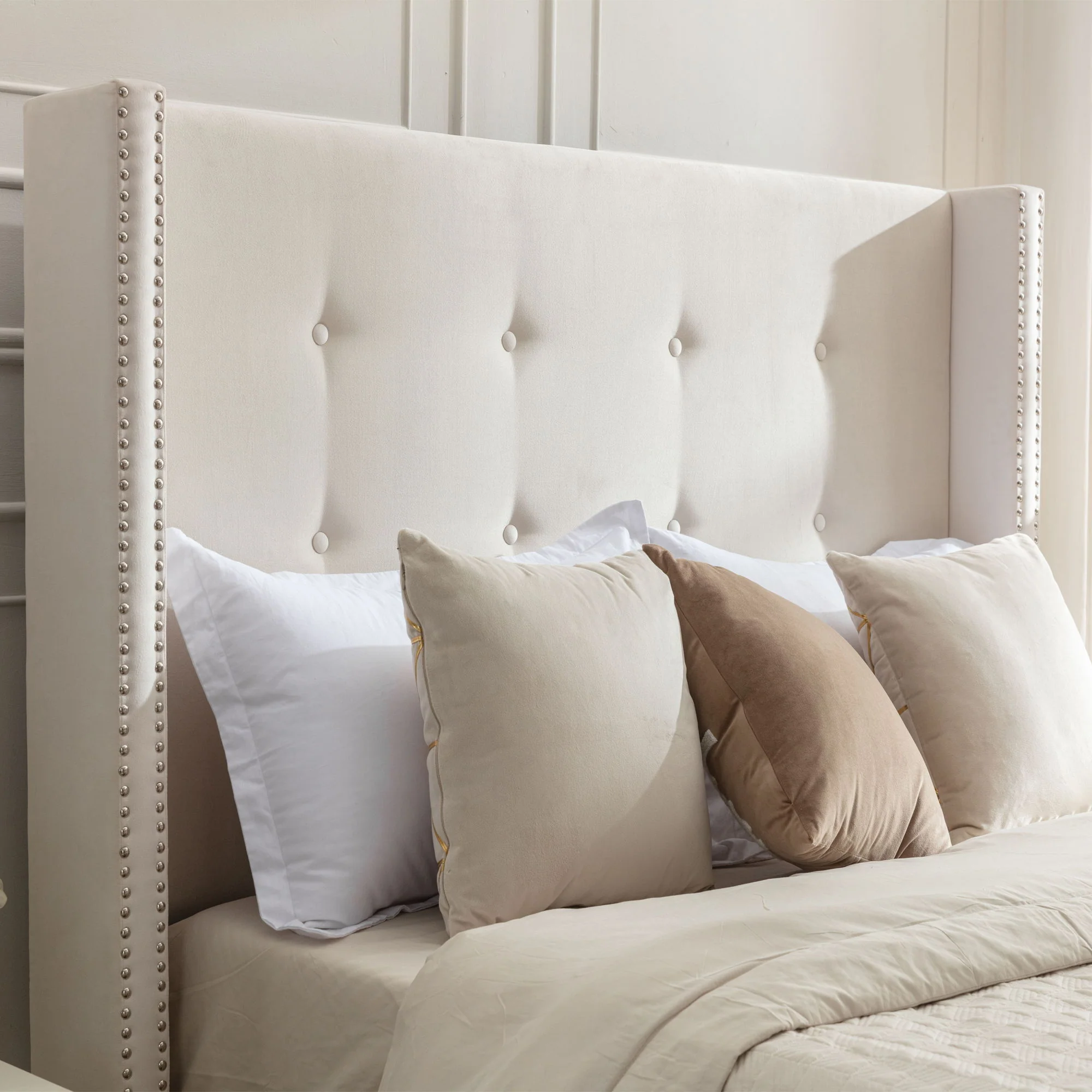 Peyton - Upholstered Bed With 54" High Headboard, Traditional Hand Buttoned Tufting - Image 15