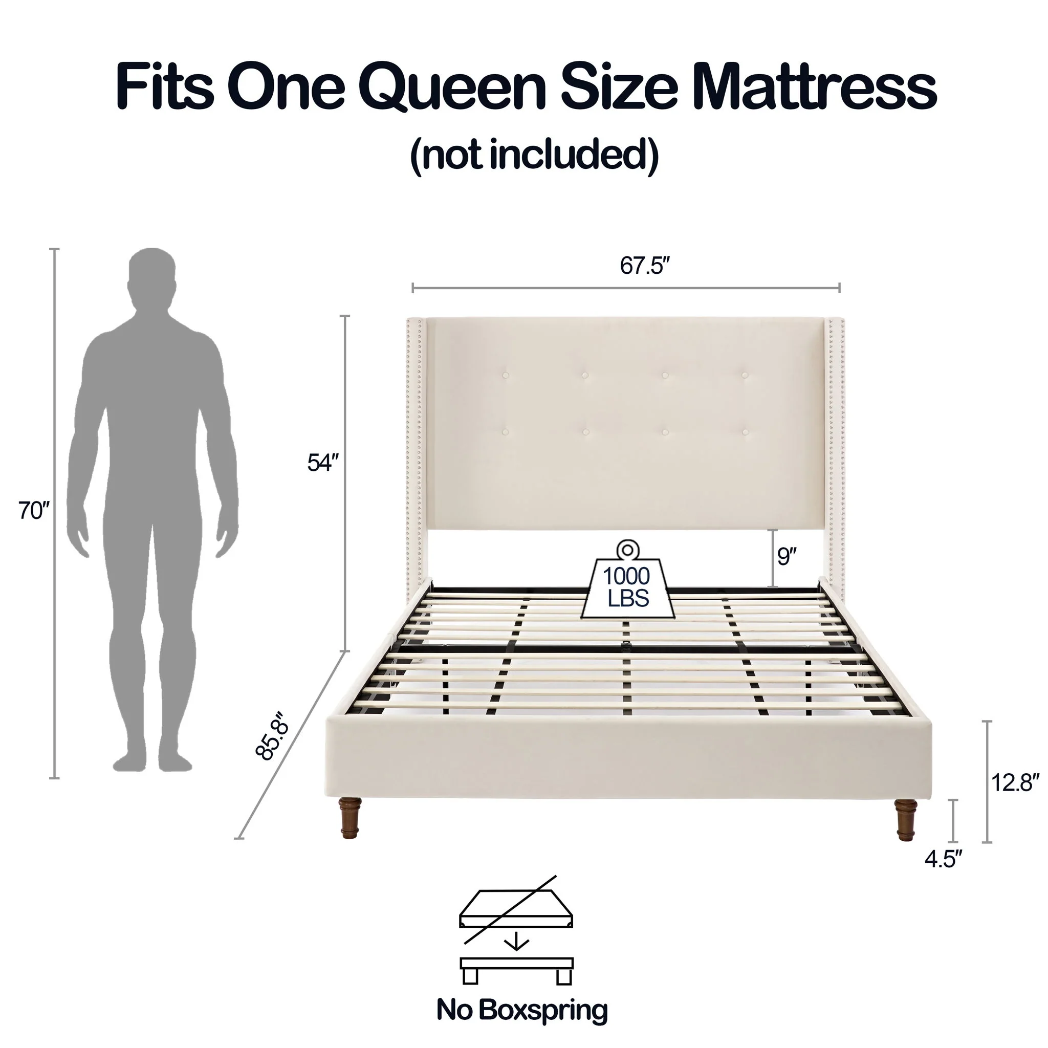 Peyton - Upholstered Bed With 54" High Headboard, Traditional Hand Buttoned Tufting - Image 16