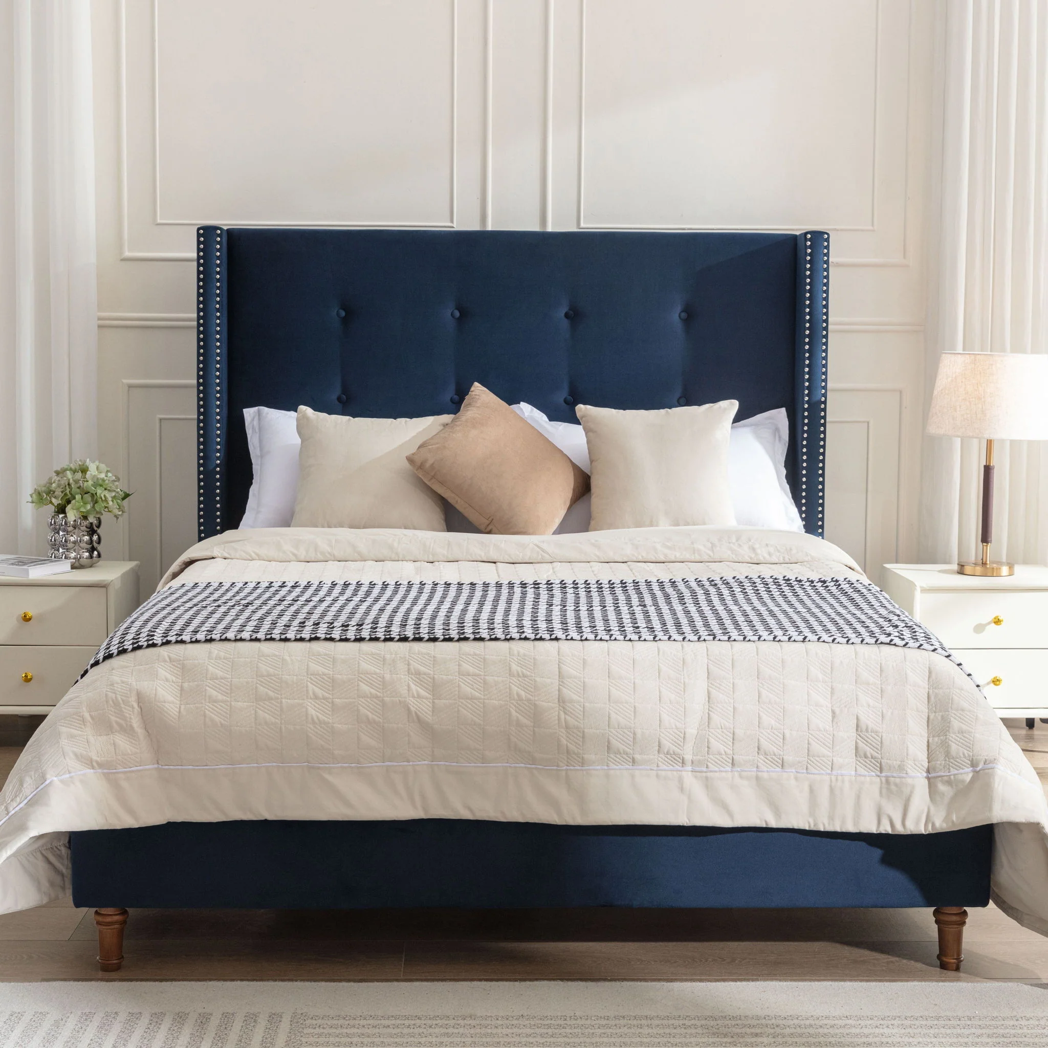 Peyton - Upholstered Bed With 54" High Headboard, Traditional Hand Buttoned Tufting - Image 26