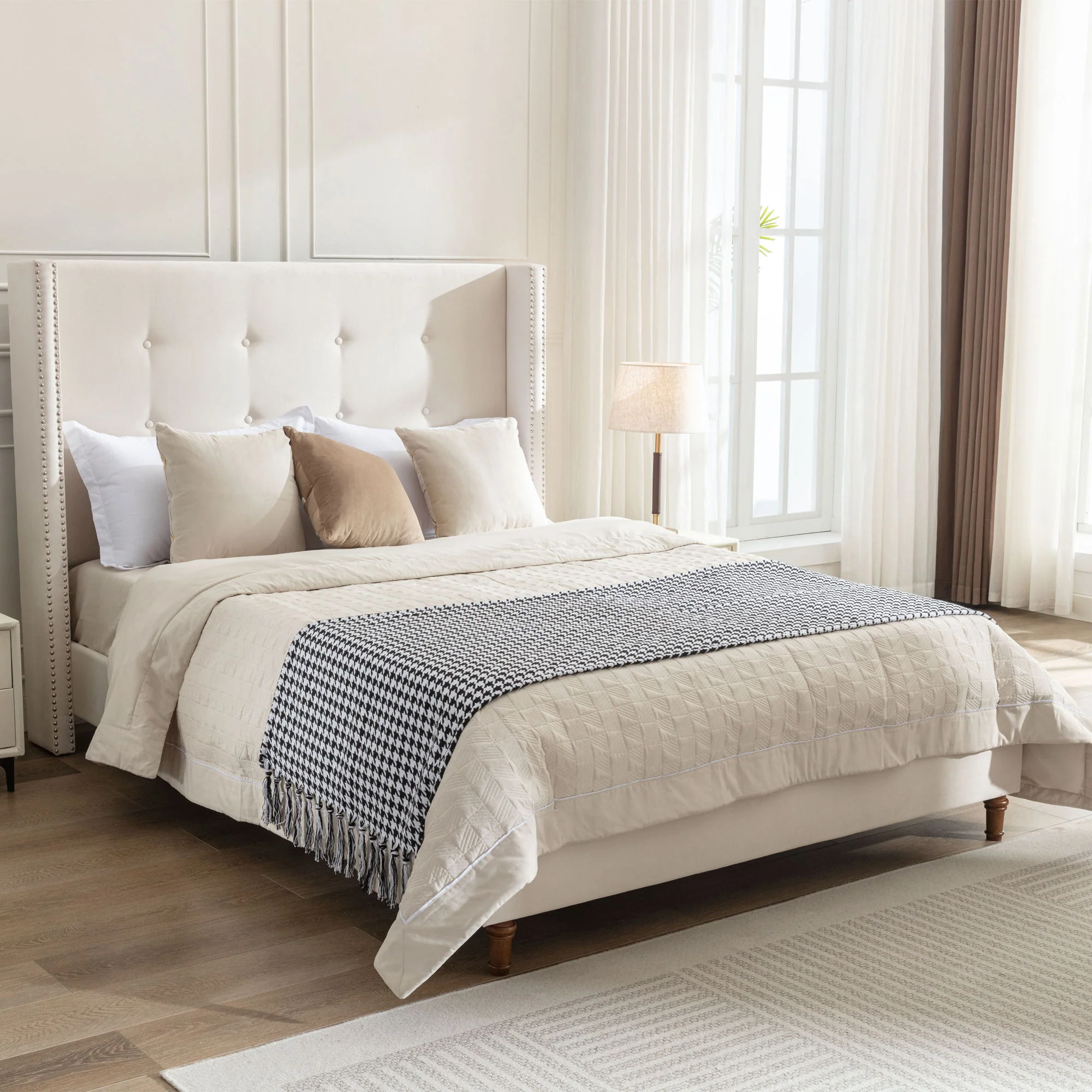 Peyton - Upholstered Bed With 54" High Headboard, Traditional Hand Buttoned Tufting - Image 27