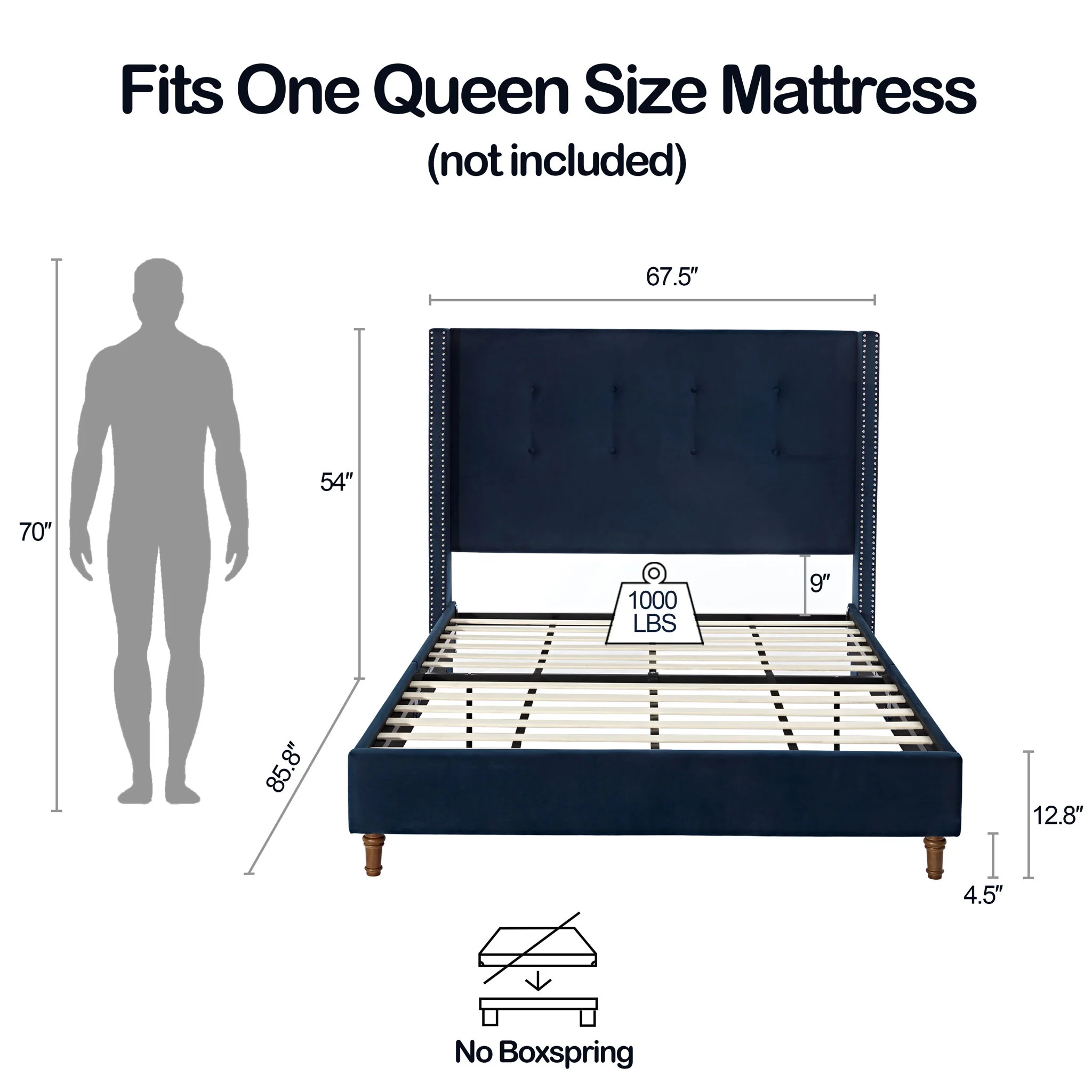 Peyton - Upholstered Bed With 54" High Headboard, Traditional Hand Buttoned Tufting - Image 31