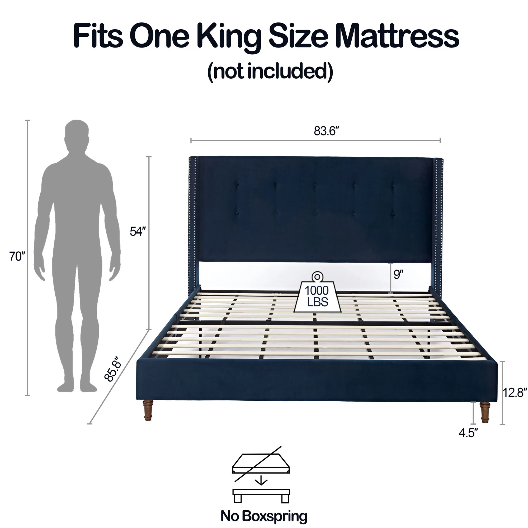 Peyton - Upholstered Bed With 54" High Headboard, Traditional Hand Buttoned Tufting - Image 35
