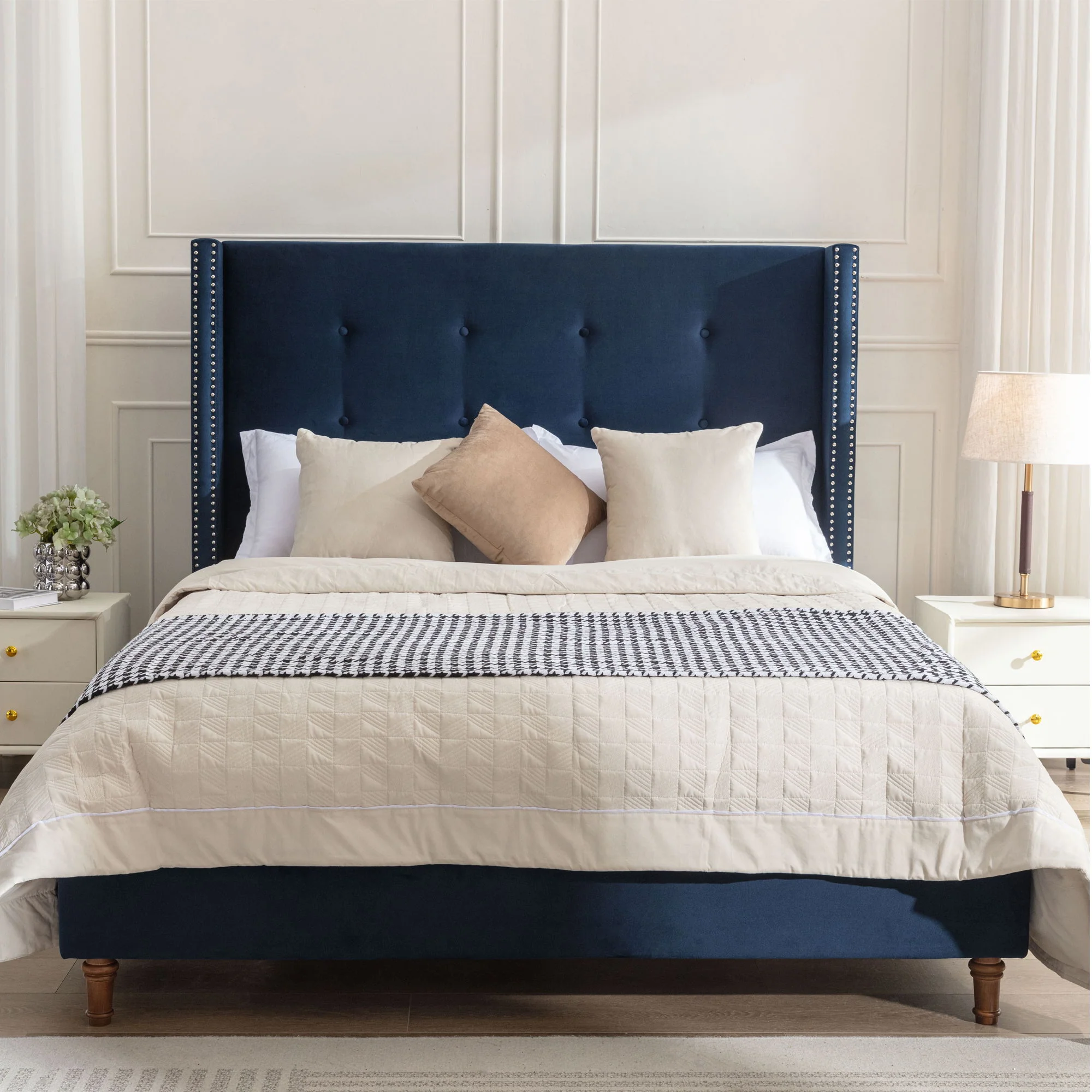 Peyton - Upholstered Bed With 54" High Headboard, Traditional Hand Buttoned Tufting - Image 43