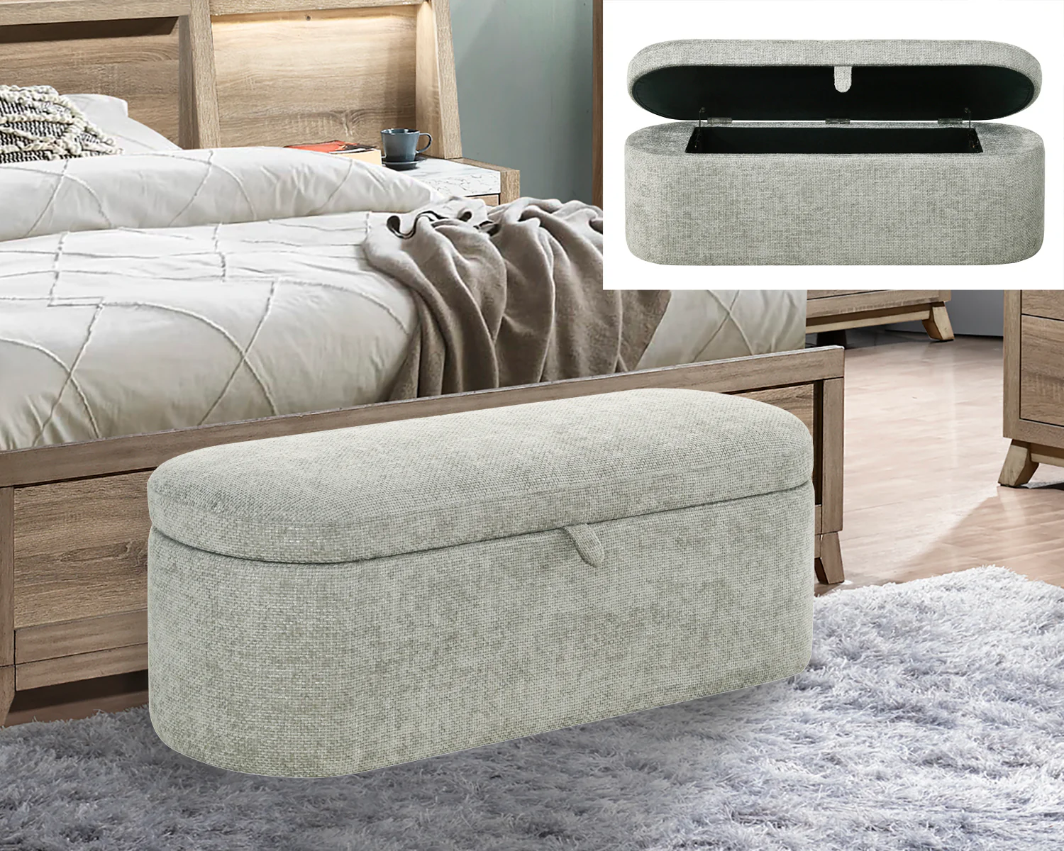 Philipa Storage Bench Tweed - Image 3
