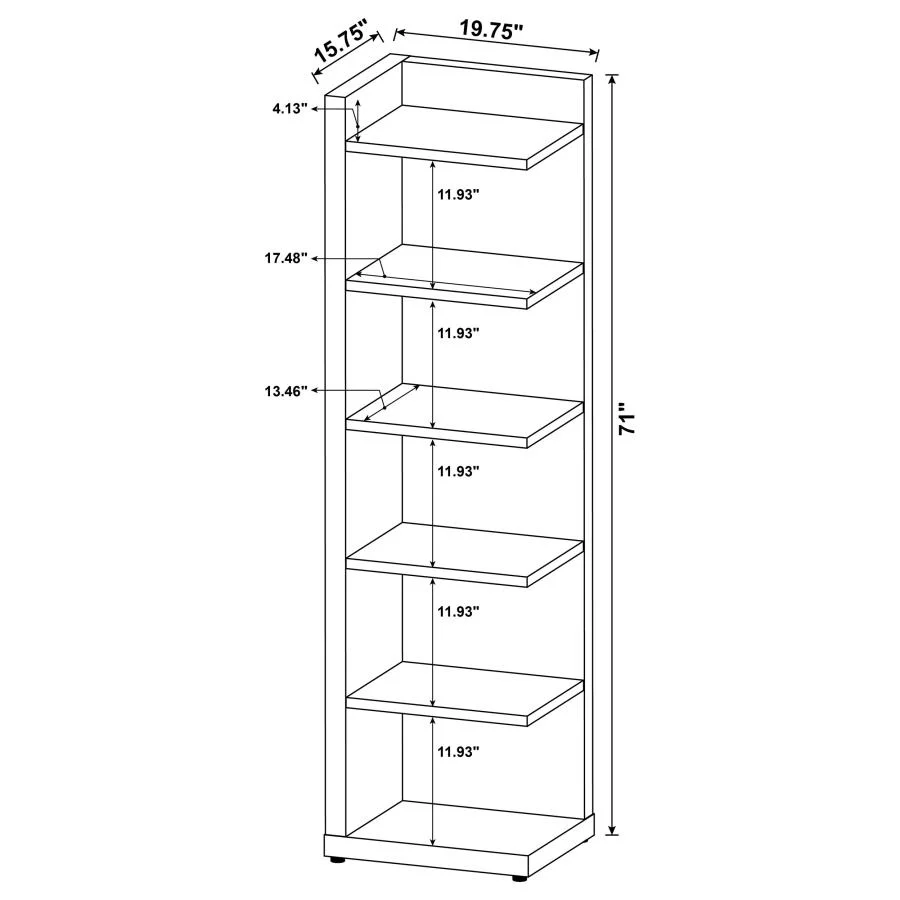 Alder - 6-Shelf Corner Bookcase - Cappuccino - Image 9