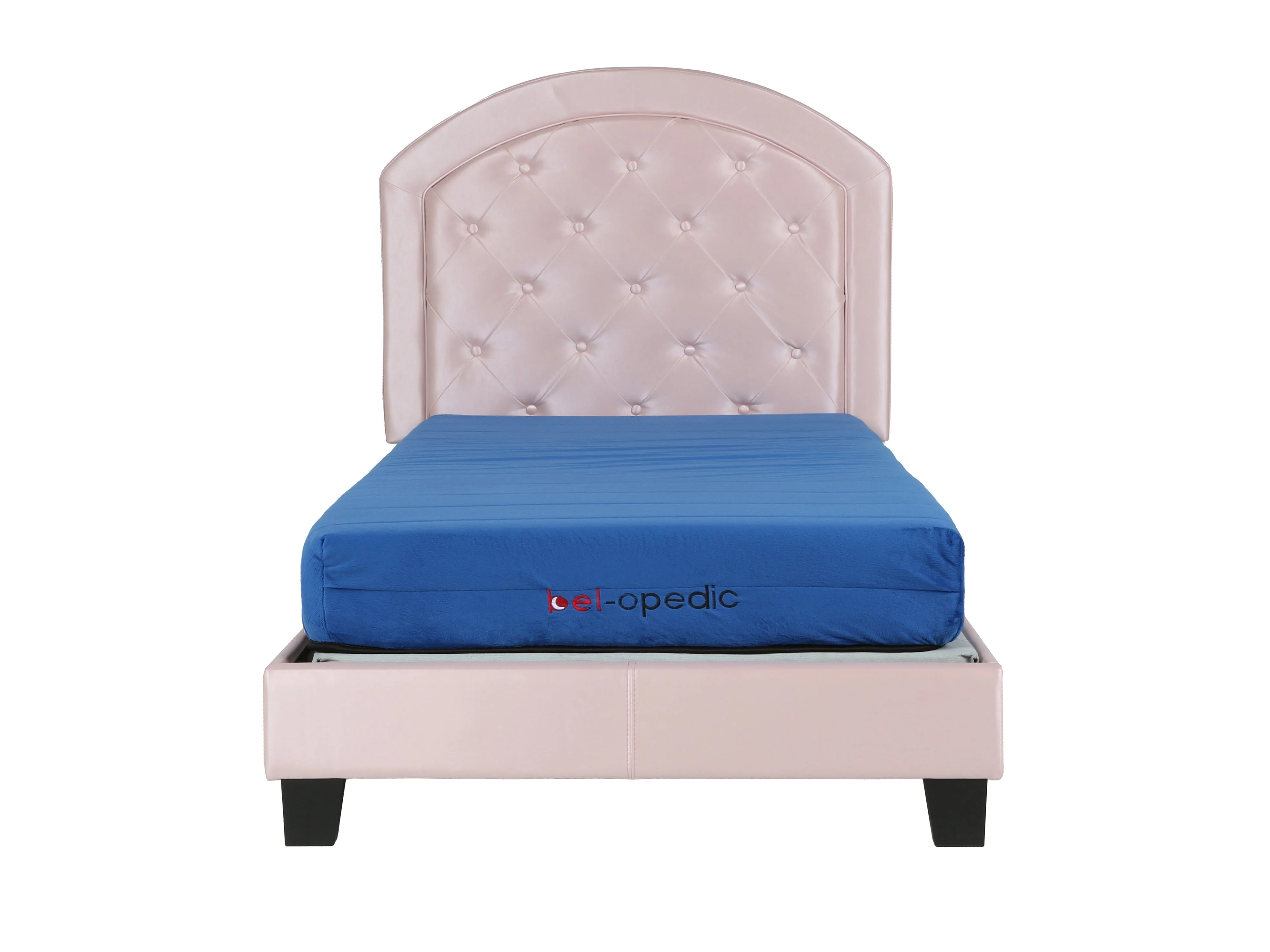 Pink Tufted Upholstered Youth Bed — Arched Headboard (Full) - Image 2