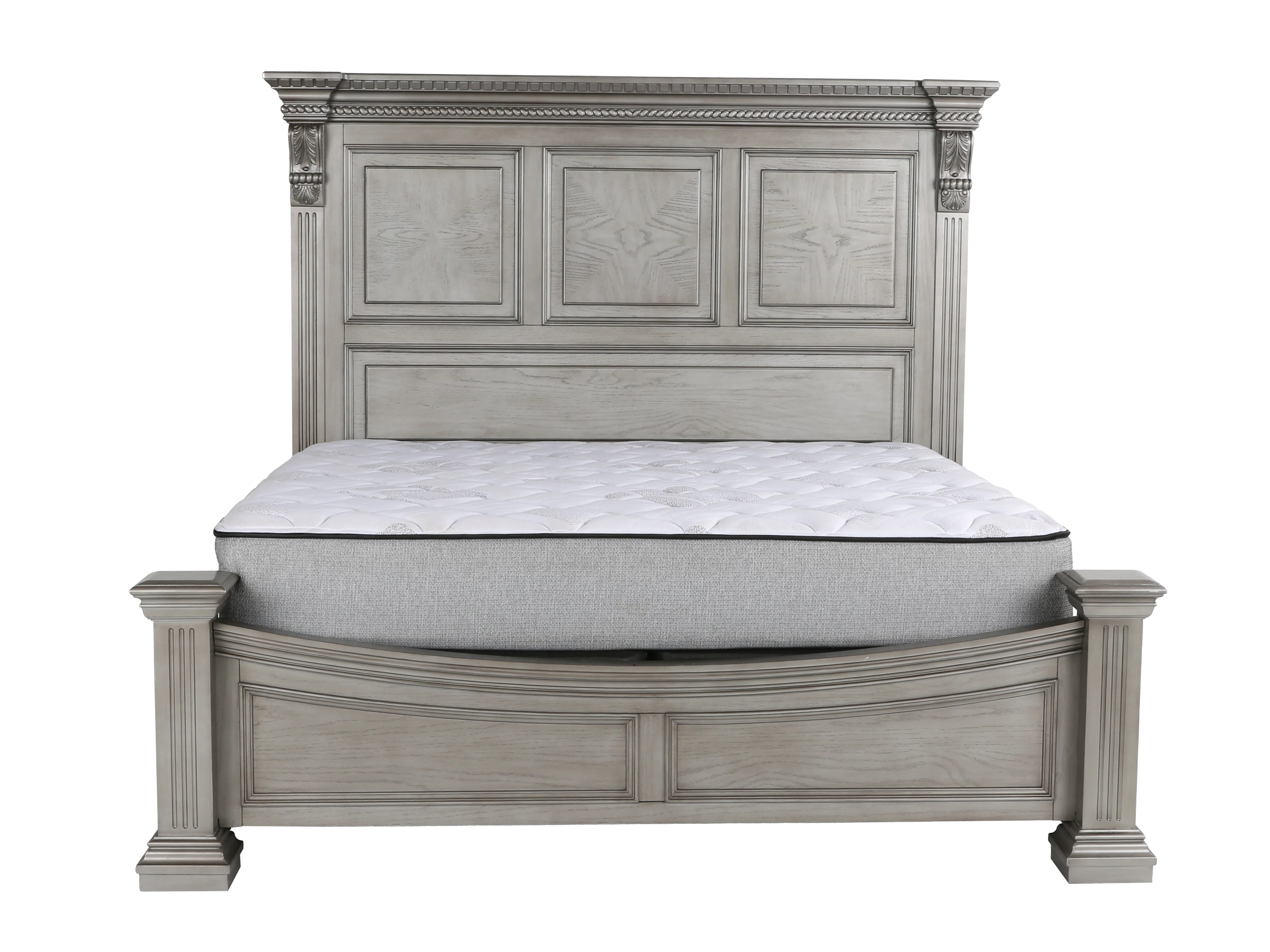 Platinum Ornate Panel 6-Piece Bedroom Set with Storage & Mirror - Image 3