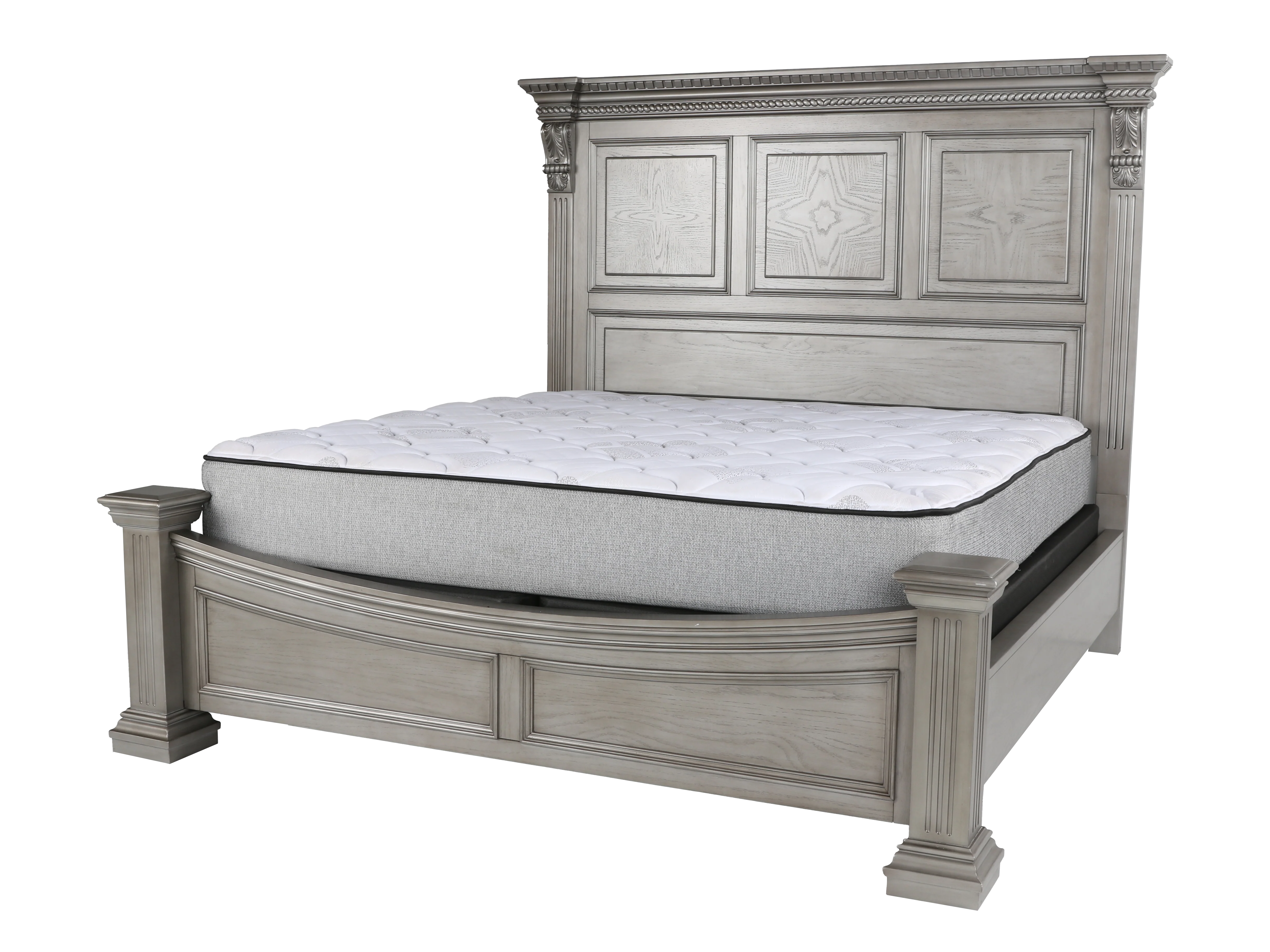 Platinum Ornate Panel 6-Piece Bedroom Set with Storage & Mirror - Image 4