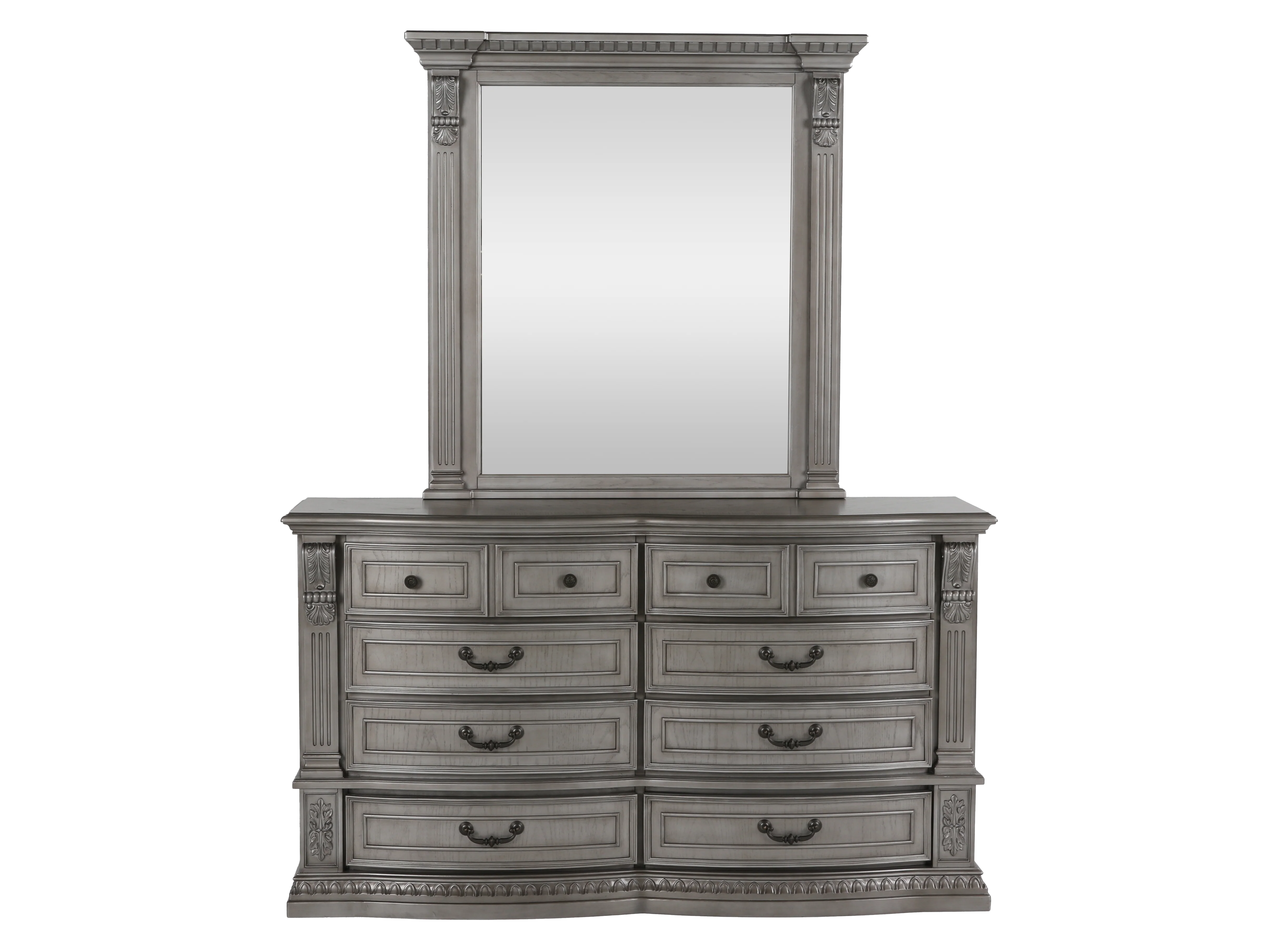Platinum Ornate Panel 6-Piece Bedroom Set with Storage & Mirror - Image 5