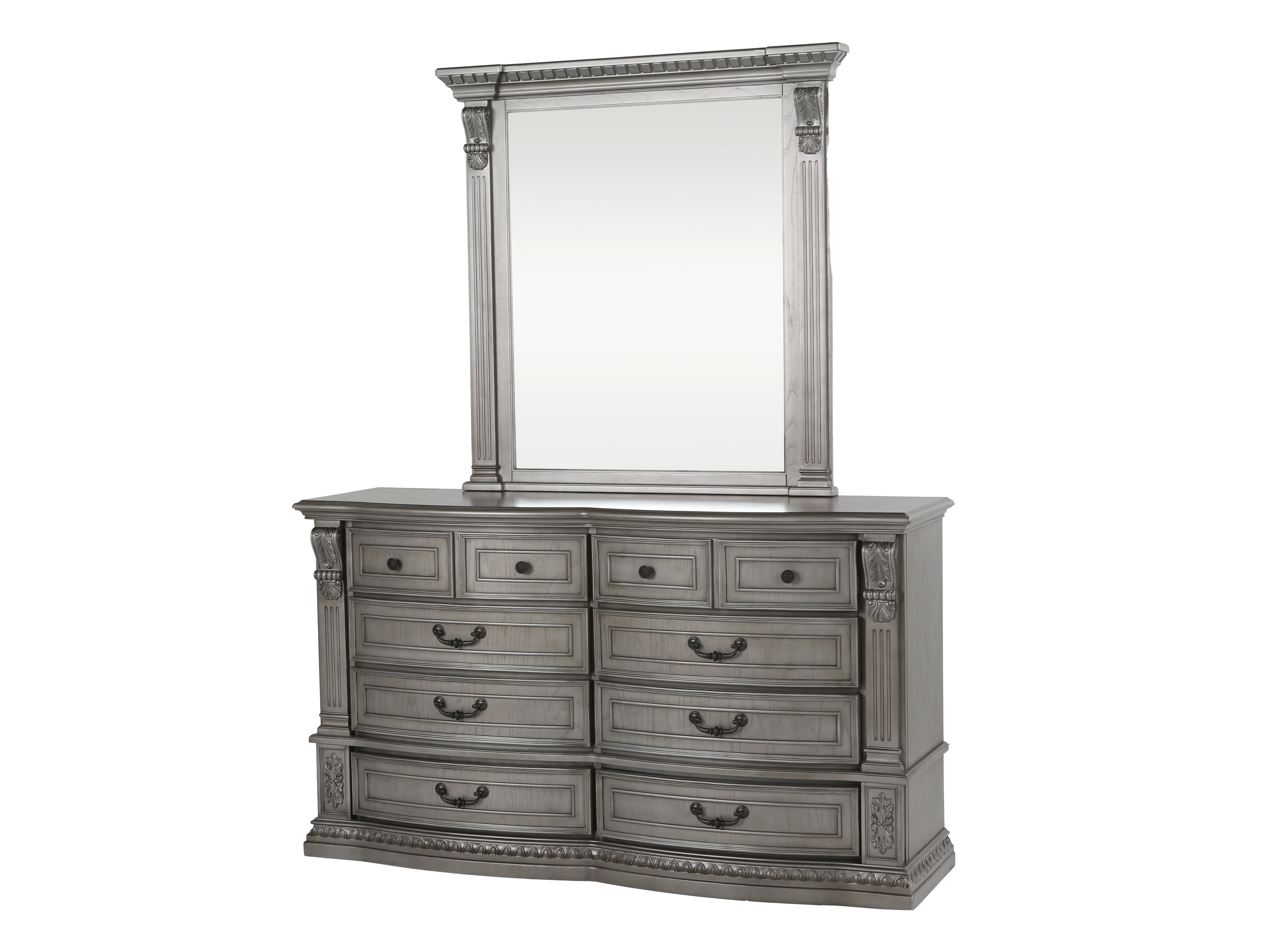 Platinum Ornate Panel 6-Piece Bedroom Set with Storage & Mirror - Image 6